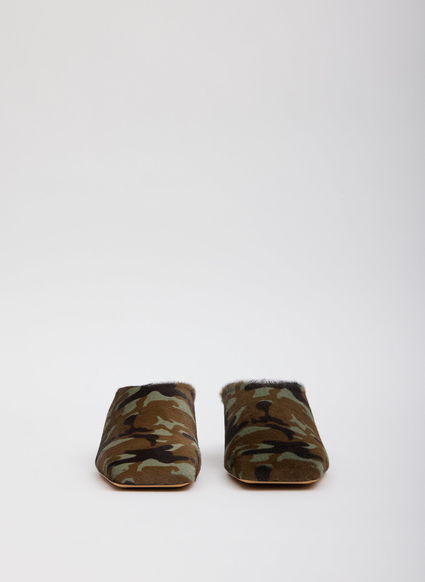 Camouflage Print Calf Hair Gwinnett Mule - front view