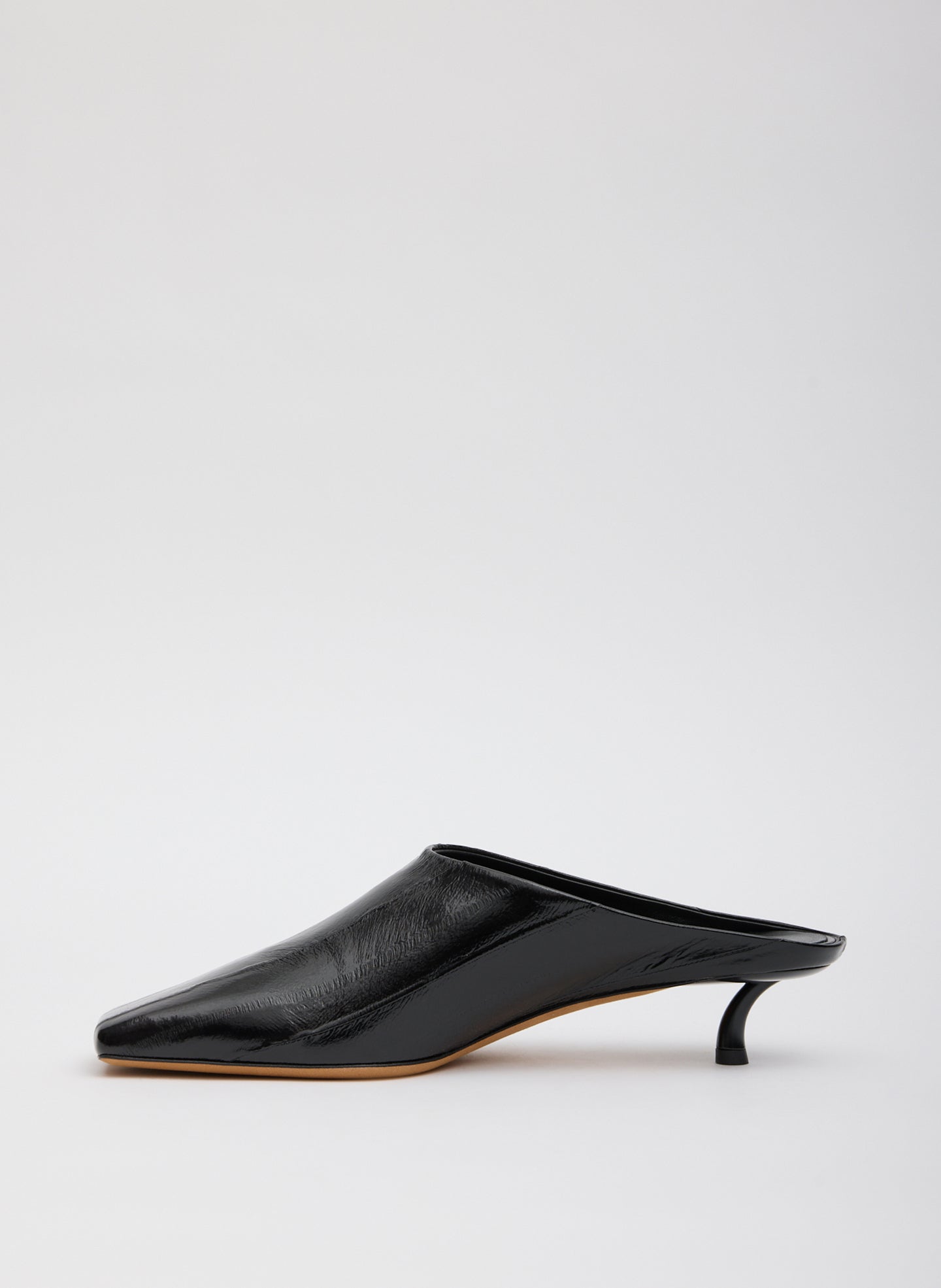Black Eel Skin Gwinnett Heeled Mules - side view