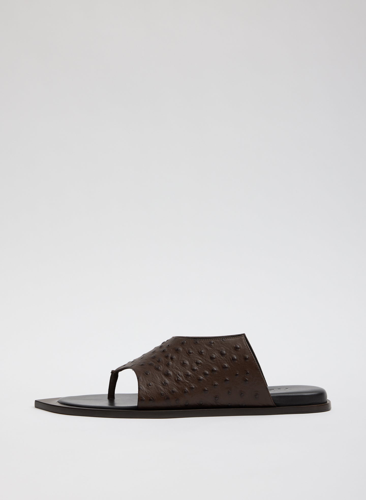 Ostrich Print Gerard Sandal - Brown Ostrich Print Leather Gerard Sandal - side view