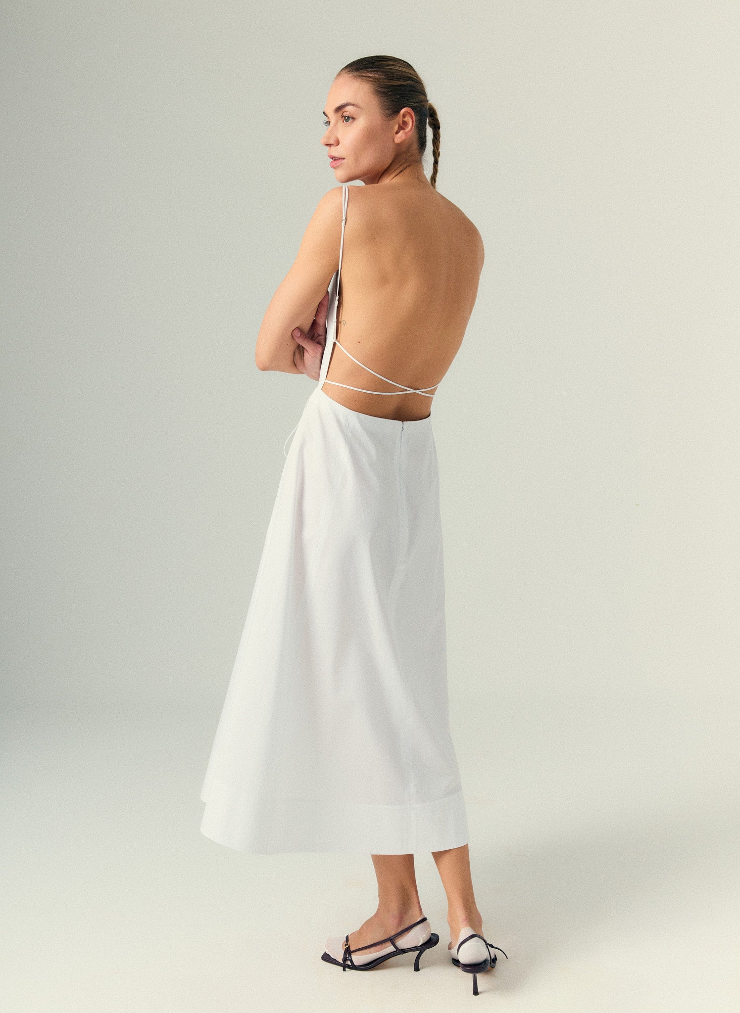 Eco Poplin Strappy Dress White / 12 / U125EC1532 Eco Poplin Strappy Dress White / 12 / U125EC1532