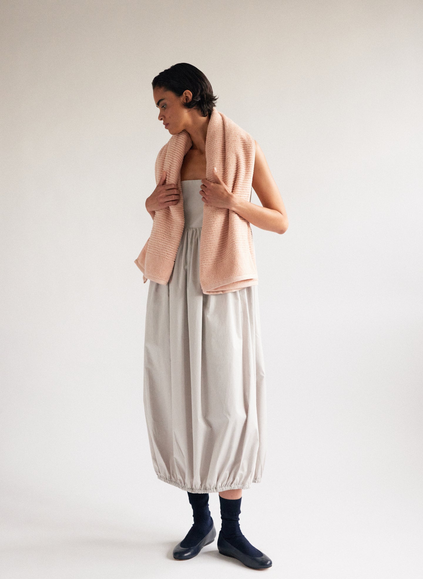 Stone / 00 / U124EC1609 Eco Poplin Square Neck Sculpted Dress Stone / 00 / U124EC1609 Eco Poplin Square Neck Sculpted Dress