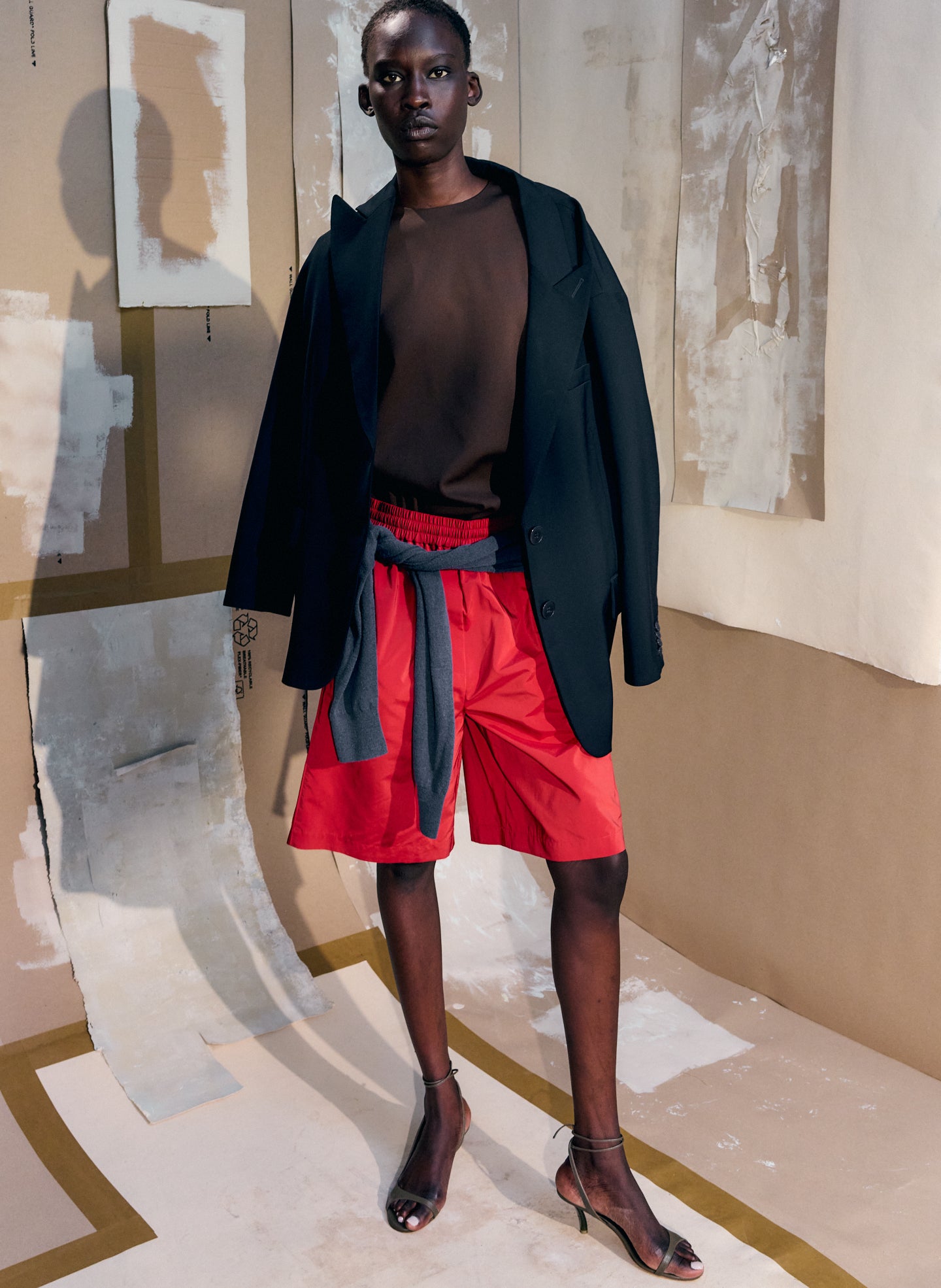 Navy Tropical Wool Liam Blazer - oversized blazer, editorial image on model