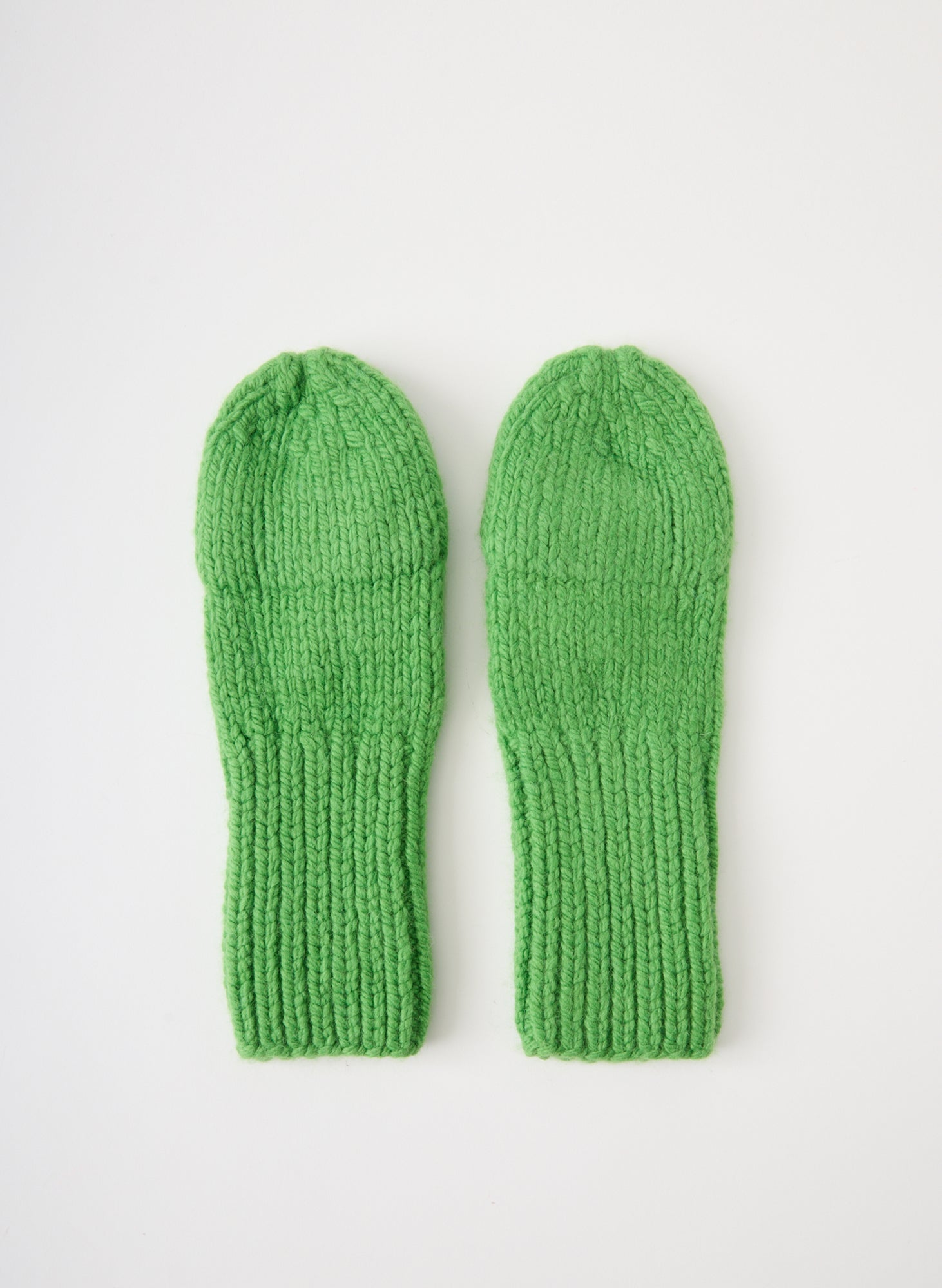 Cozy Mittens - Green Cozy Mittens - knit mittens, flat lay