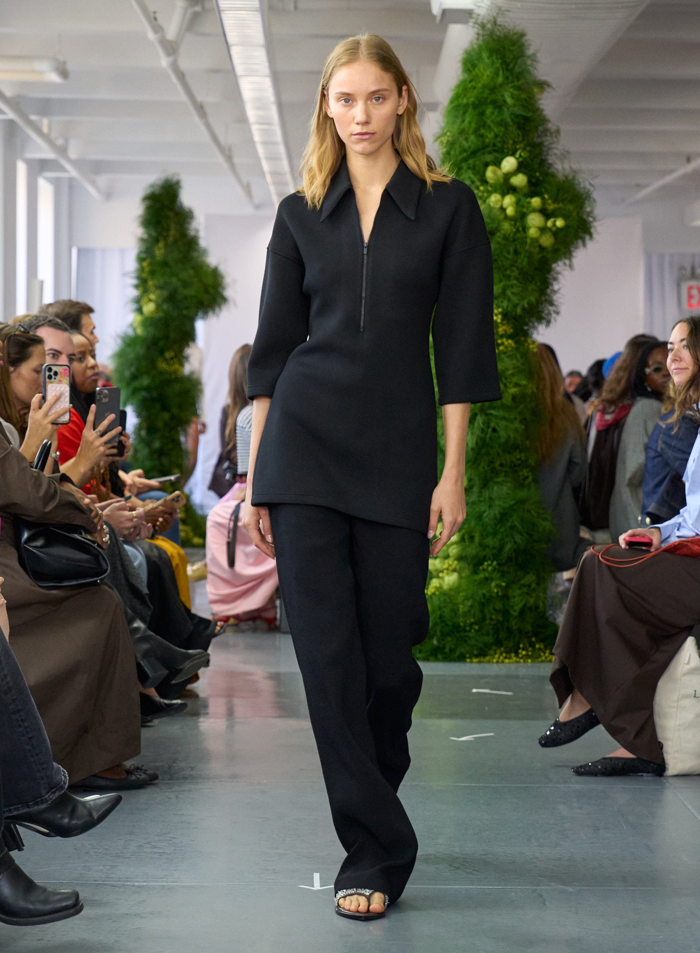 Bonded Viscose Zip Front Short Sleeve Slim Tunic – Tibi Official