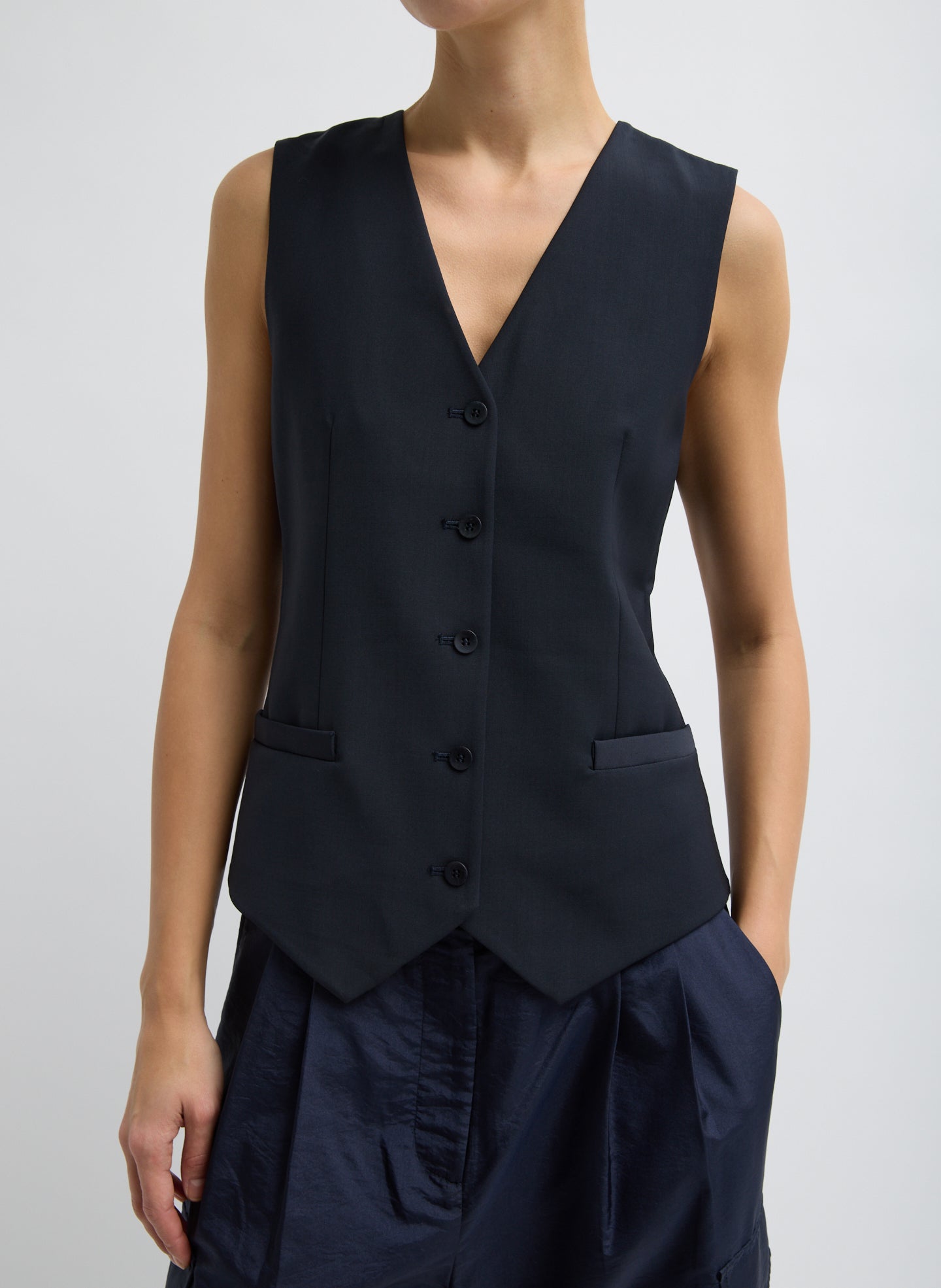 Tropical Wool Vest - Navy-1