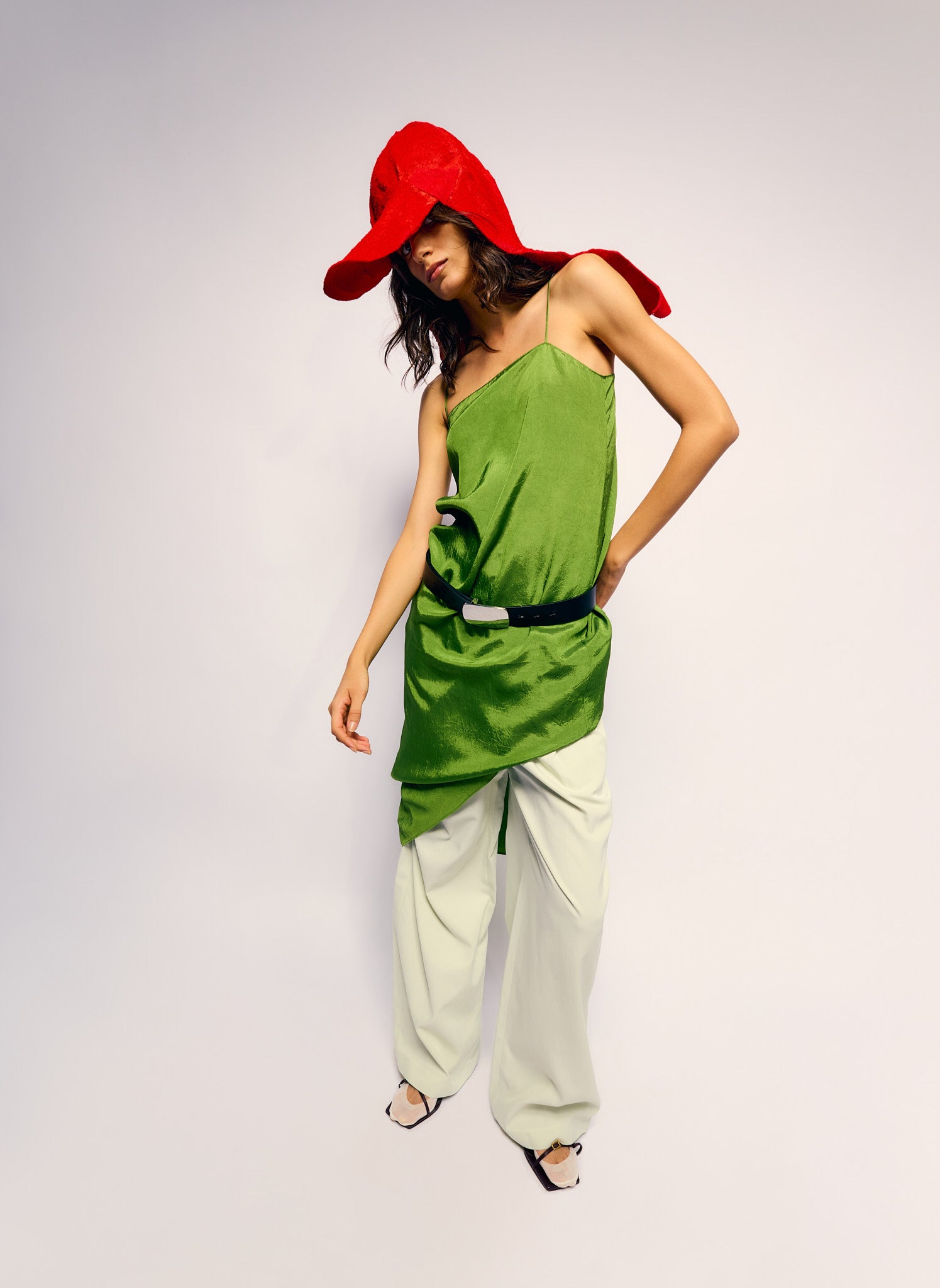Chartreuse / 00 / U125SA1639 Summer Acetate Crinkle Slip Dress Chartreuse / 00 / U125SA1639 Summer Acetate Crinkle Slip Dress