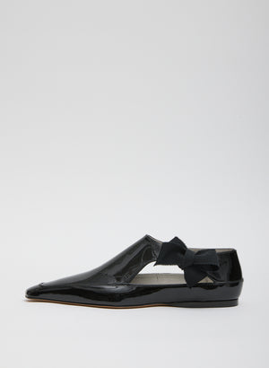 Black Janos Flat - patent leather, pointed toe, side view