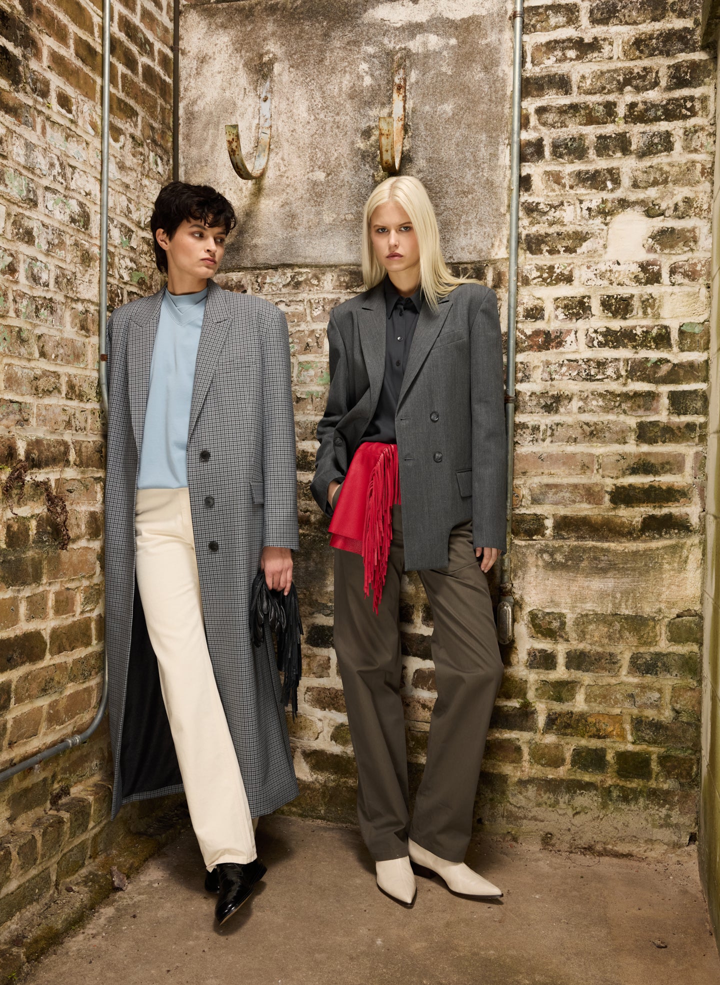 Heather Grey Gossamer Wool Melange Blazer - editorial image on model