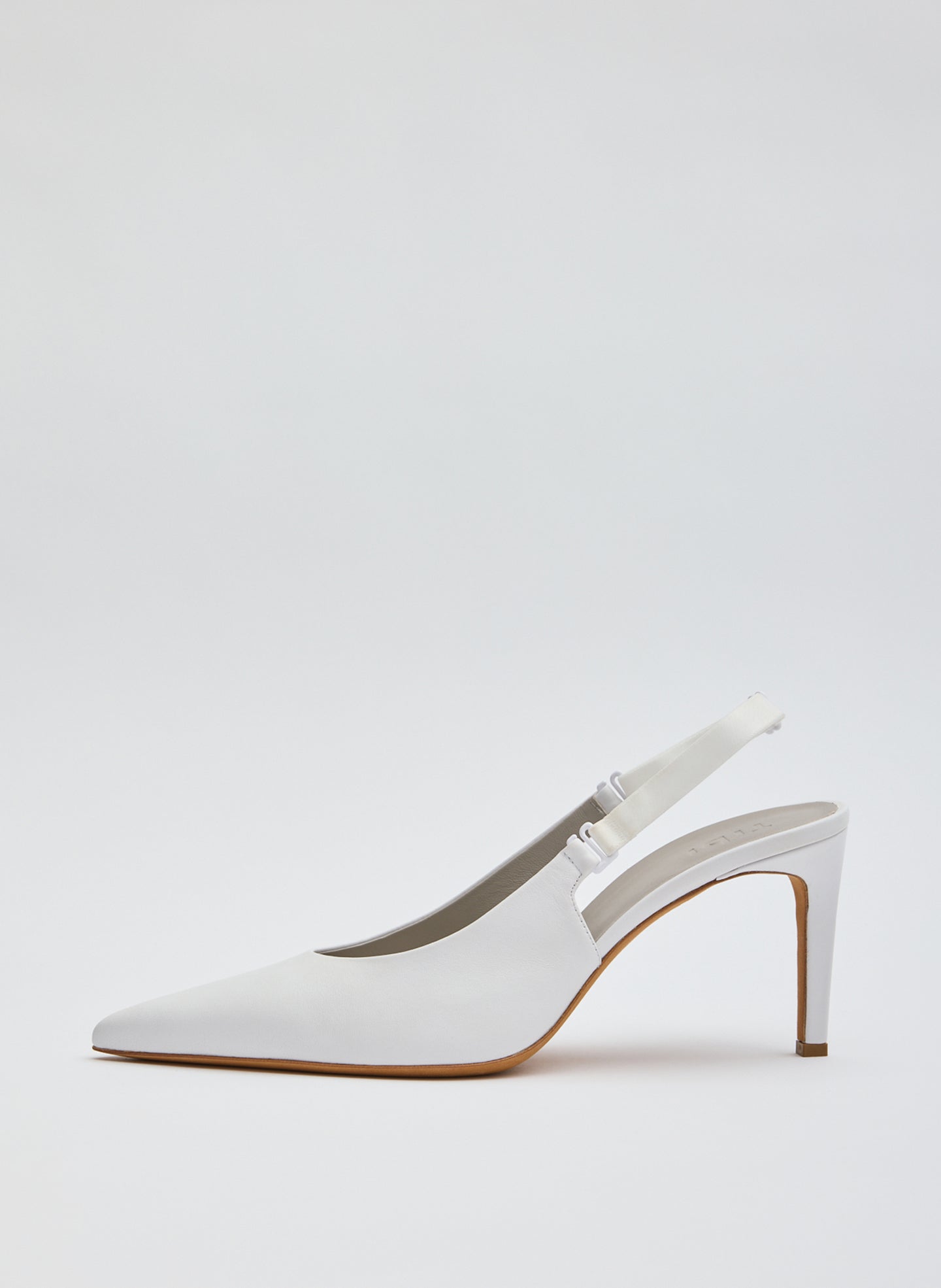 Beasley Leather Heel - White Leather Beasley Pump - side view