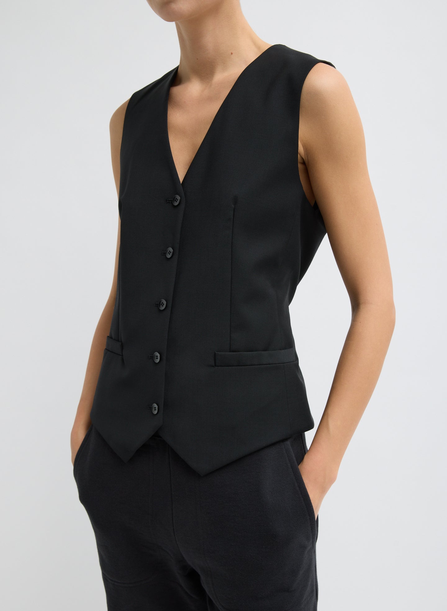 Tropical Wool Vest - Black-1