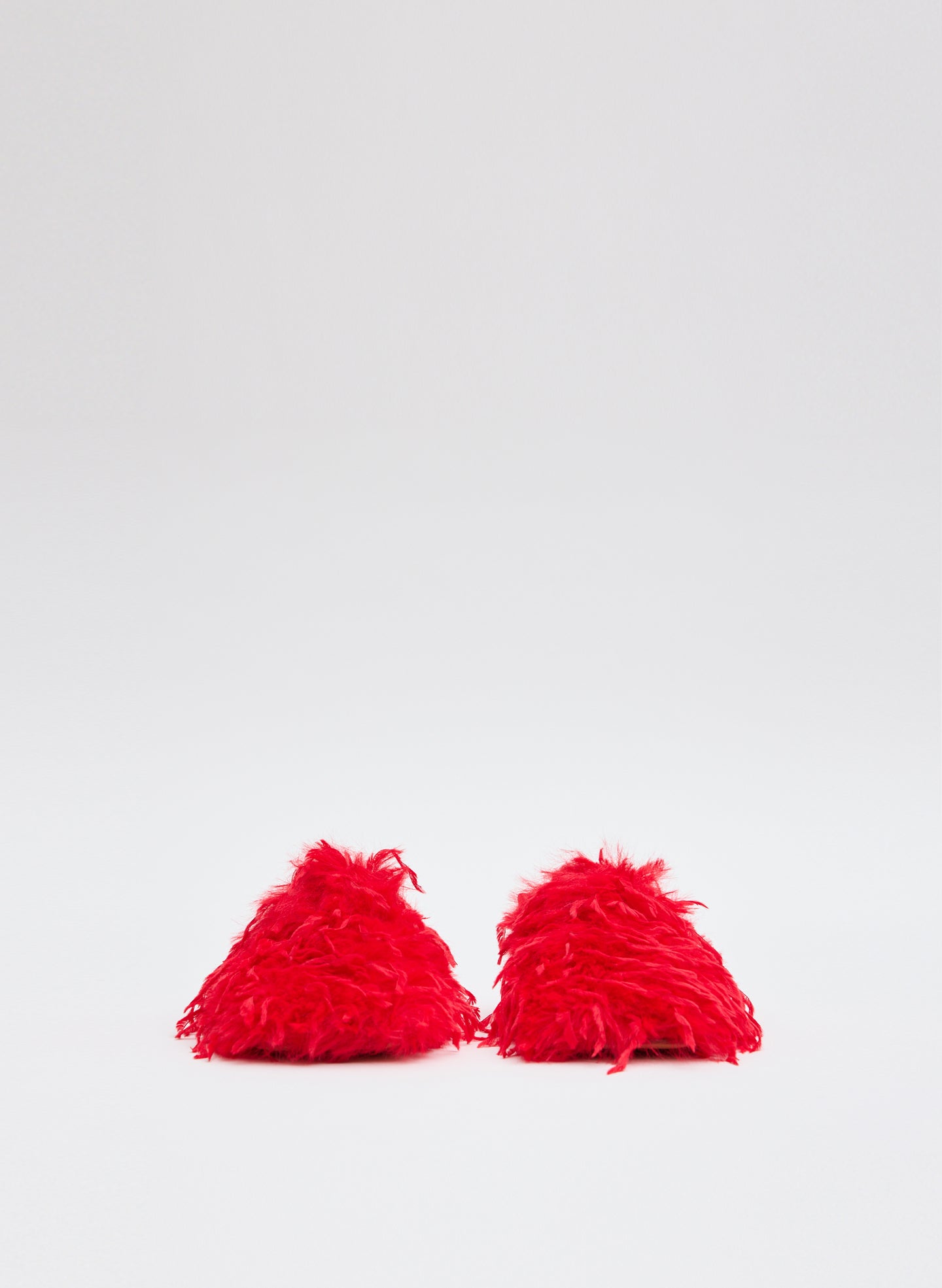 Red Faux Feather Granger Slide - feathered slides, front view 