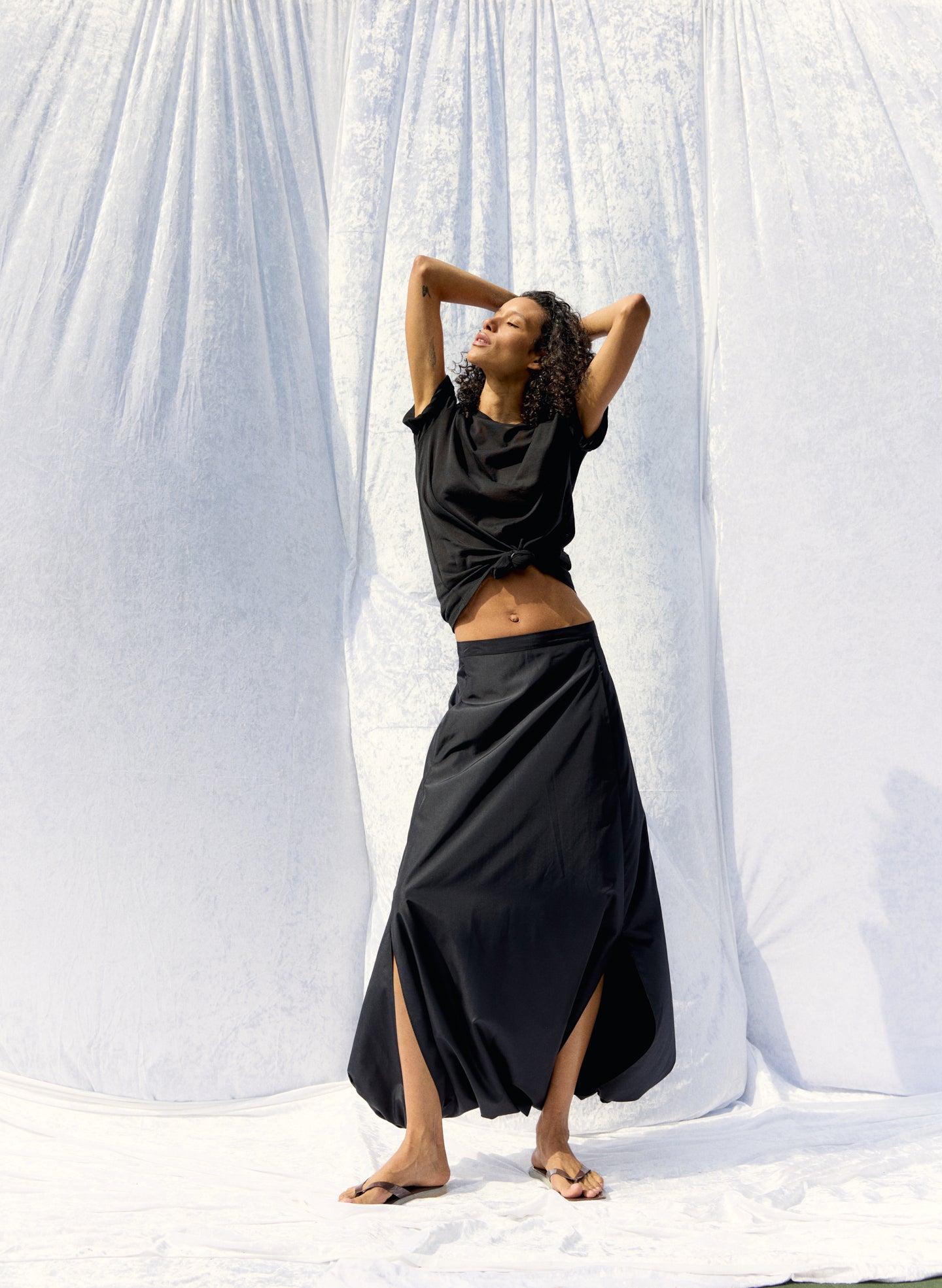 Summer Nylon Flat Front Jalouise Skirt – Tibi Official
