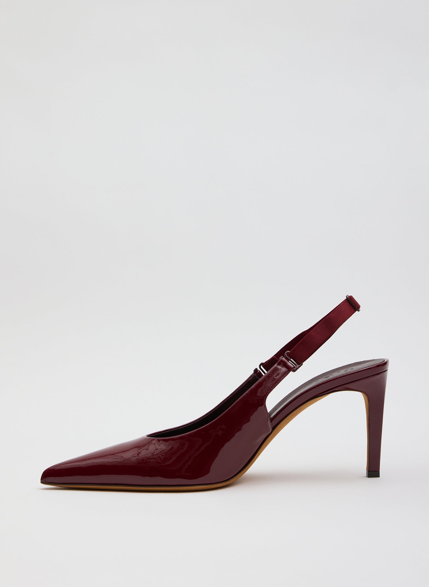Beasley Patent Heel - Burgundy Patent Leather Beasley Pump - side view