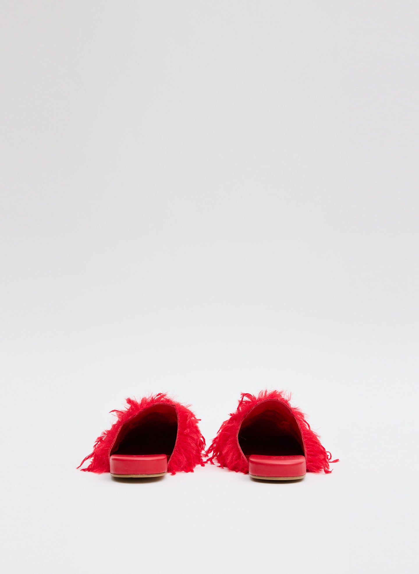 Red Faux Feather Granger Slide - feathered slides, back view 