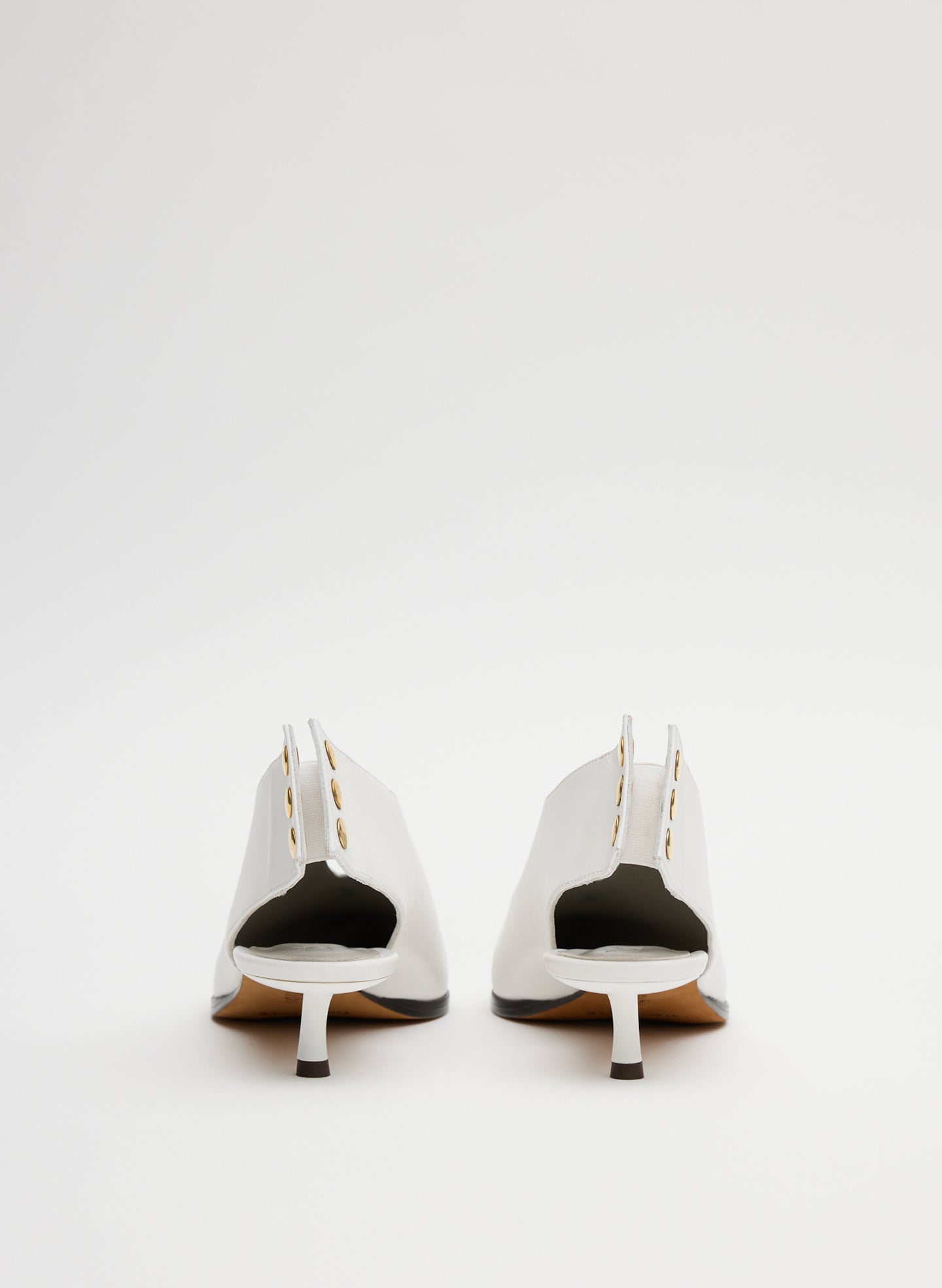 White Hans Bootie - heeled leather bootie, pointed toe, back view