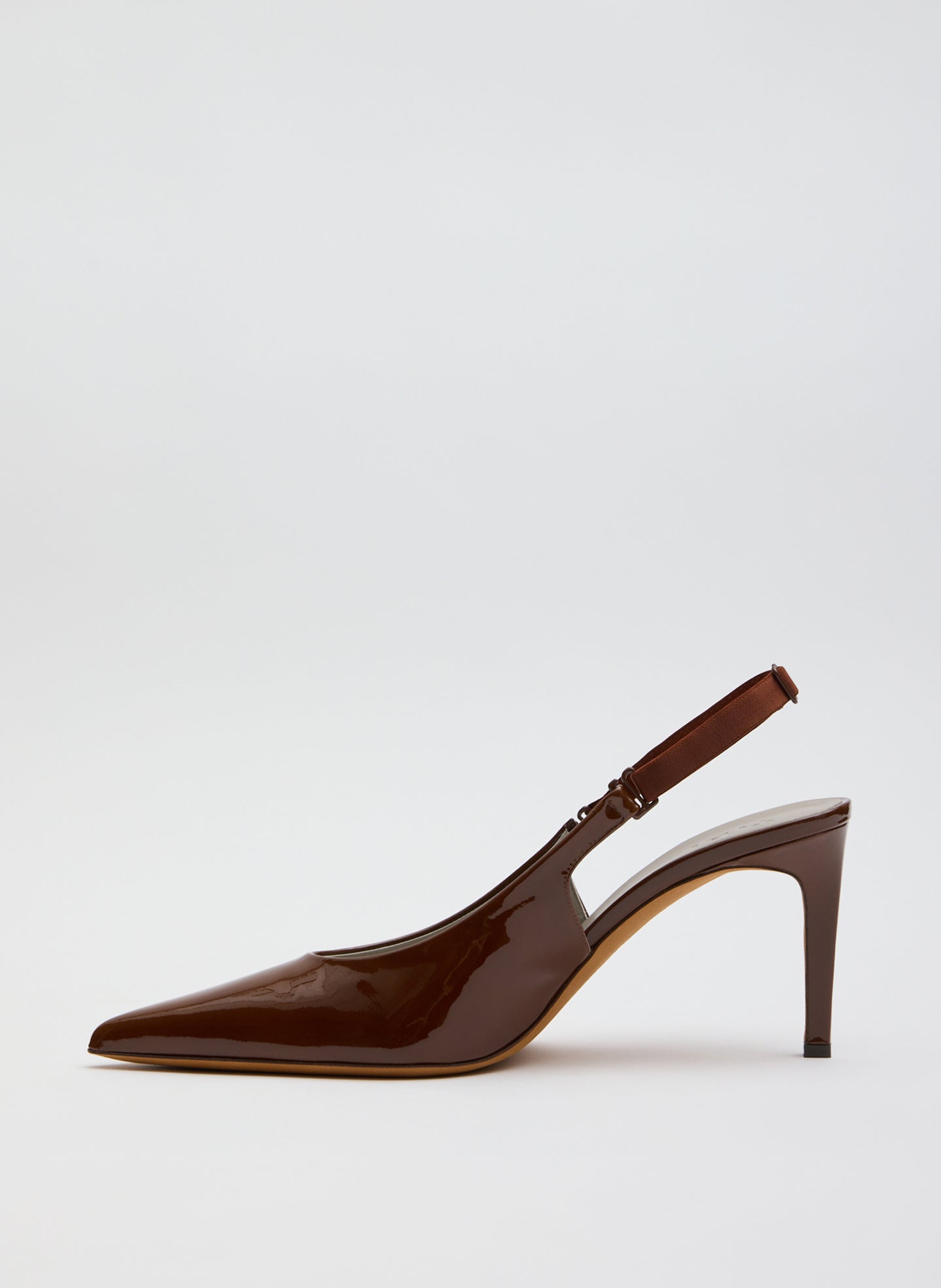 Beasley Patent Heel - Dark Honey Patent Leather Beasley Pump - side view