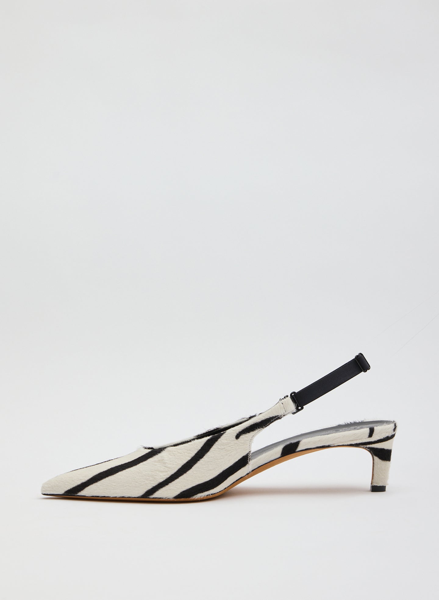 Gilbert Heel Zebra - Black and White Zebra Print Calf Hair Gilbert Low Pump - side view