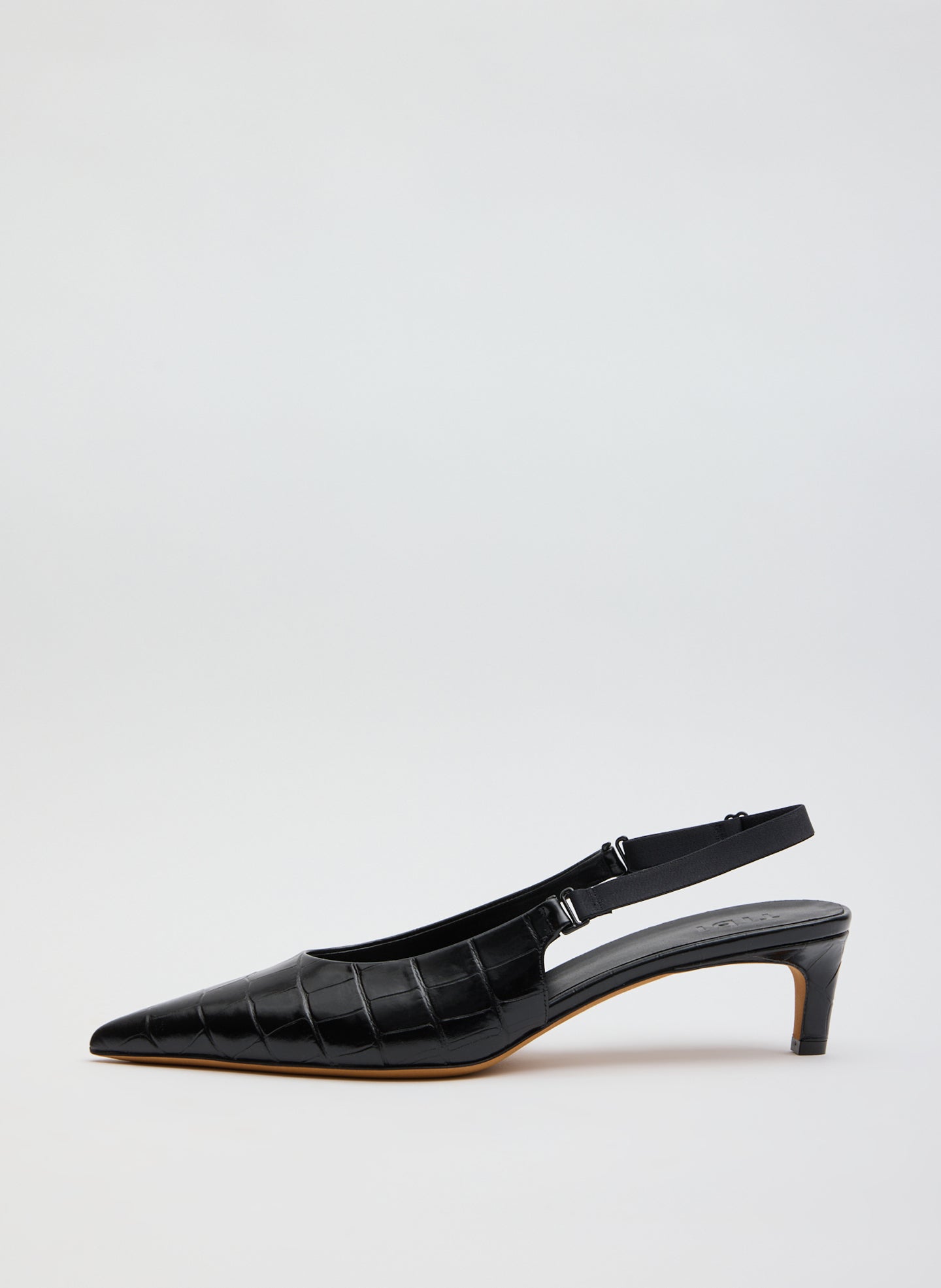Black Crocodile Embossed Leather Gilbert Low Pump - side view