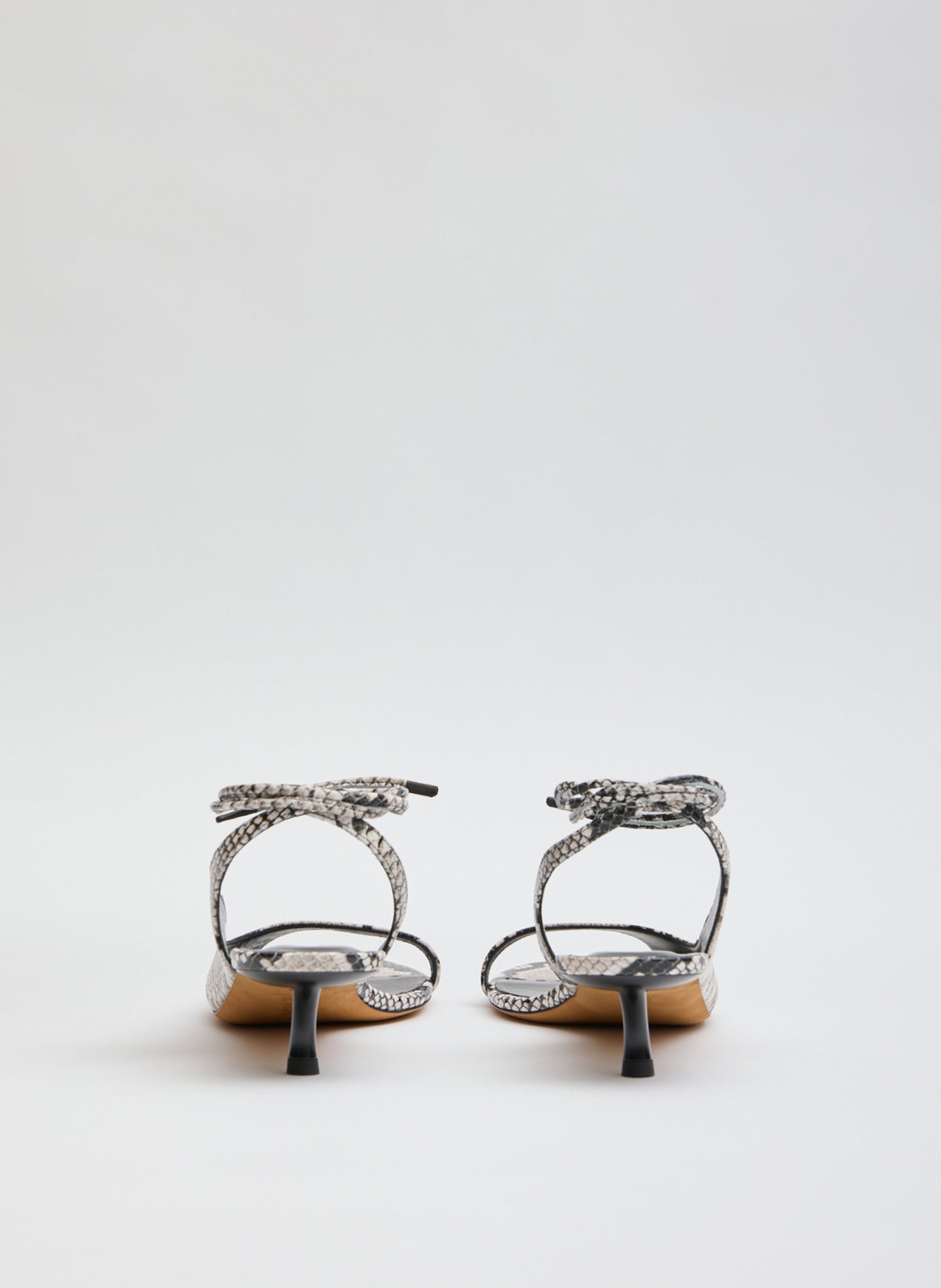 Black and White Snake Embossed Open Toe Heel - back view