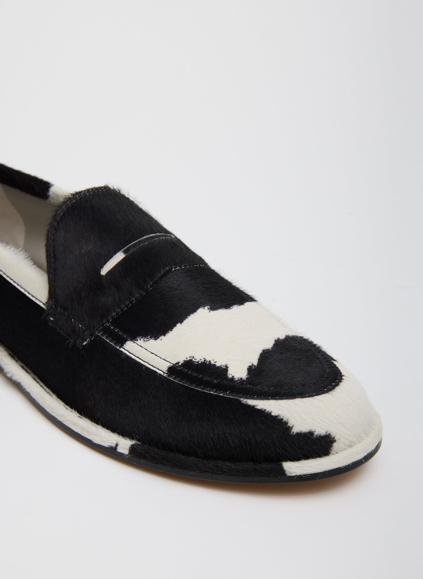 Cow Print Herbert Loafer - closeup of cow print calf hair