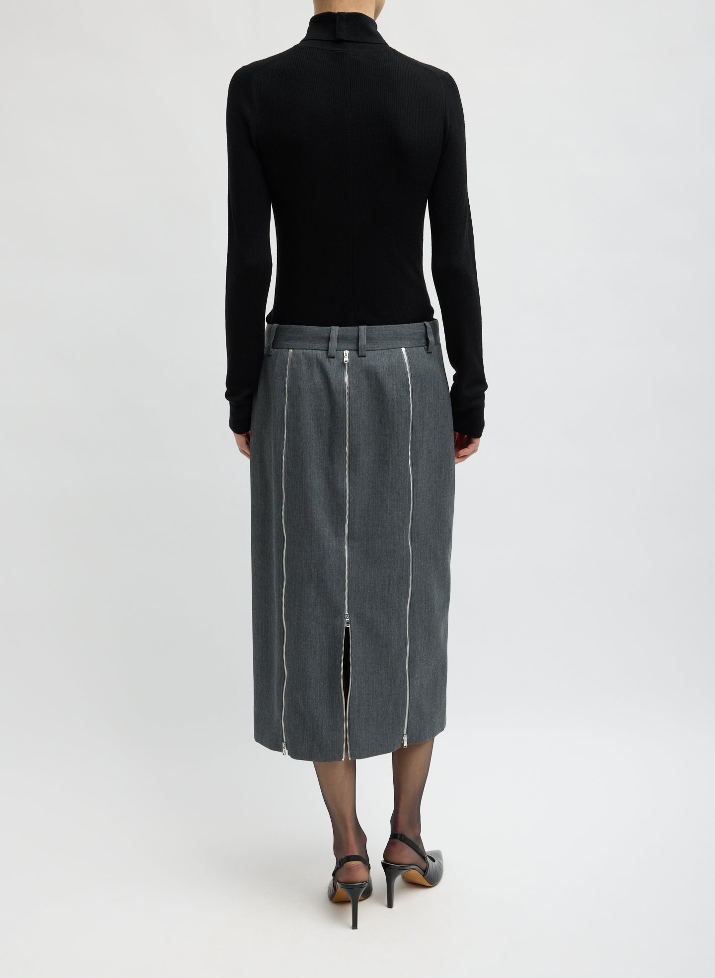 Gossamer Wool Melange Zip Midi Trouser Skirt – Tibi Official