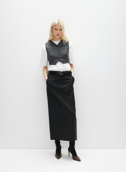 Tropical Wool Maxi Trouser Skirt Black-2