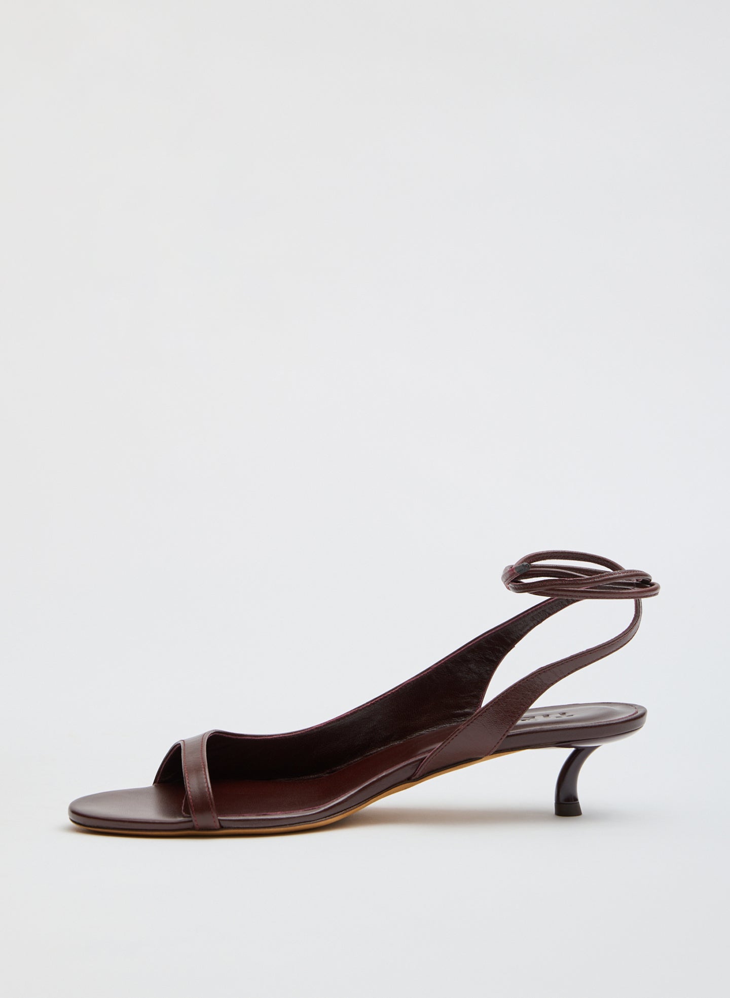 Burgundy Leather Keating open toe Heel - side view