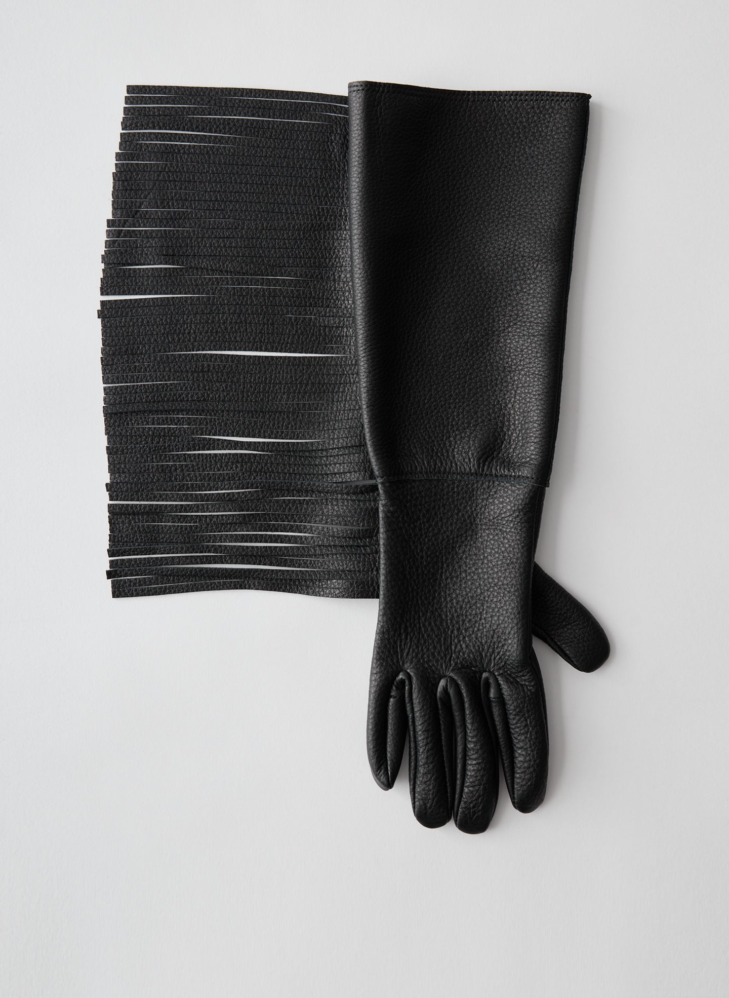 Long Fringe Leather Glove - Black Long Fringe Leather Gloves
