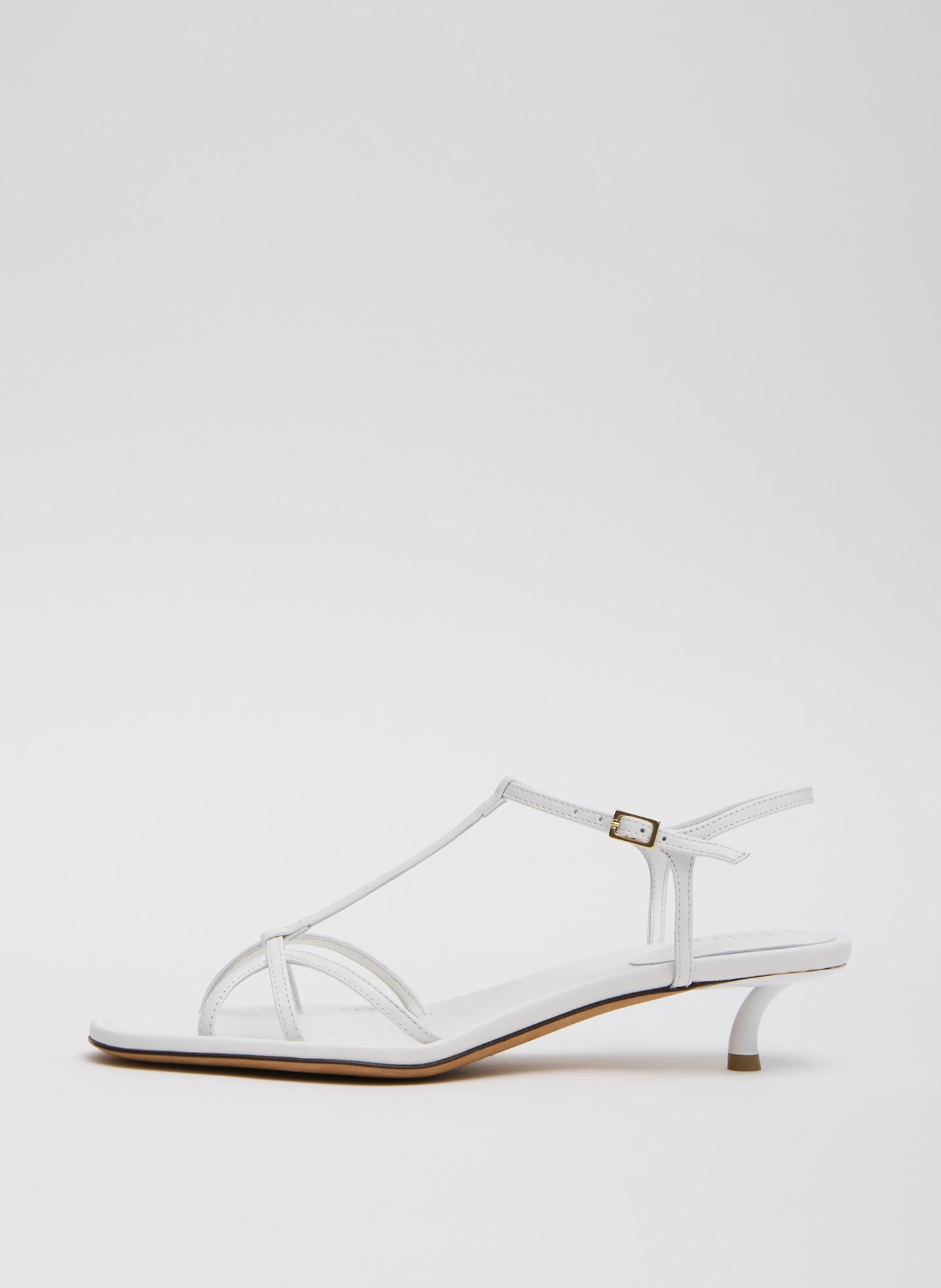 White Christopher Heel - heeled leather sandal, side view