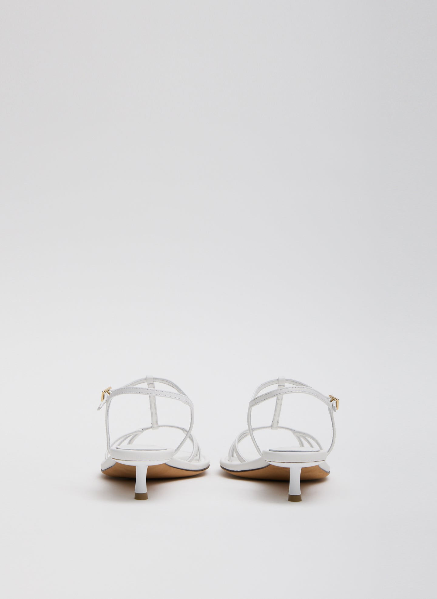 White Christopher Heel - heeled leather sandal, back view