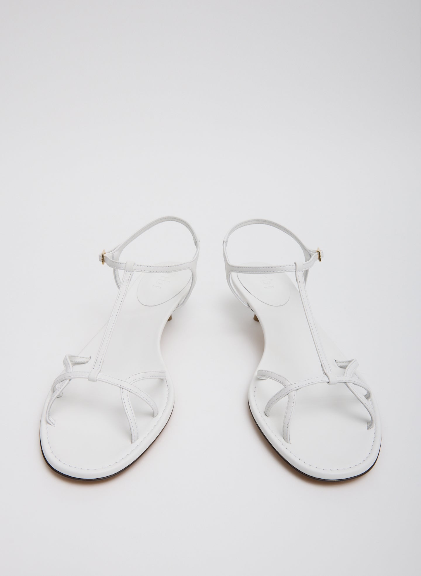 White Christopher Heel - heeled leather sandal, front view