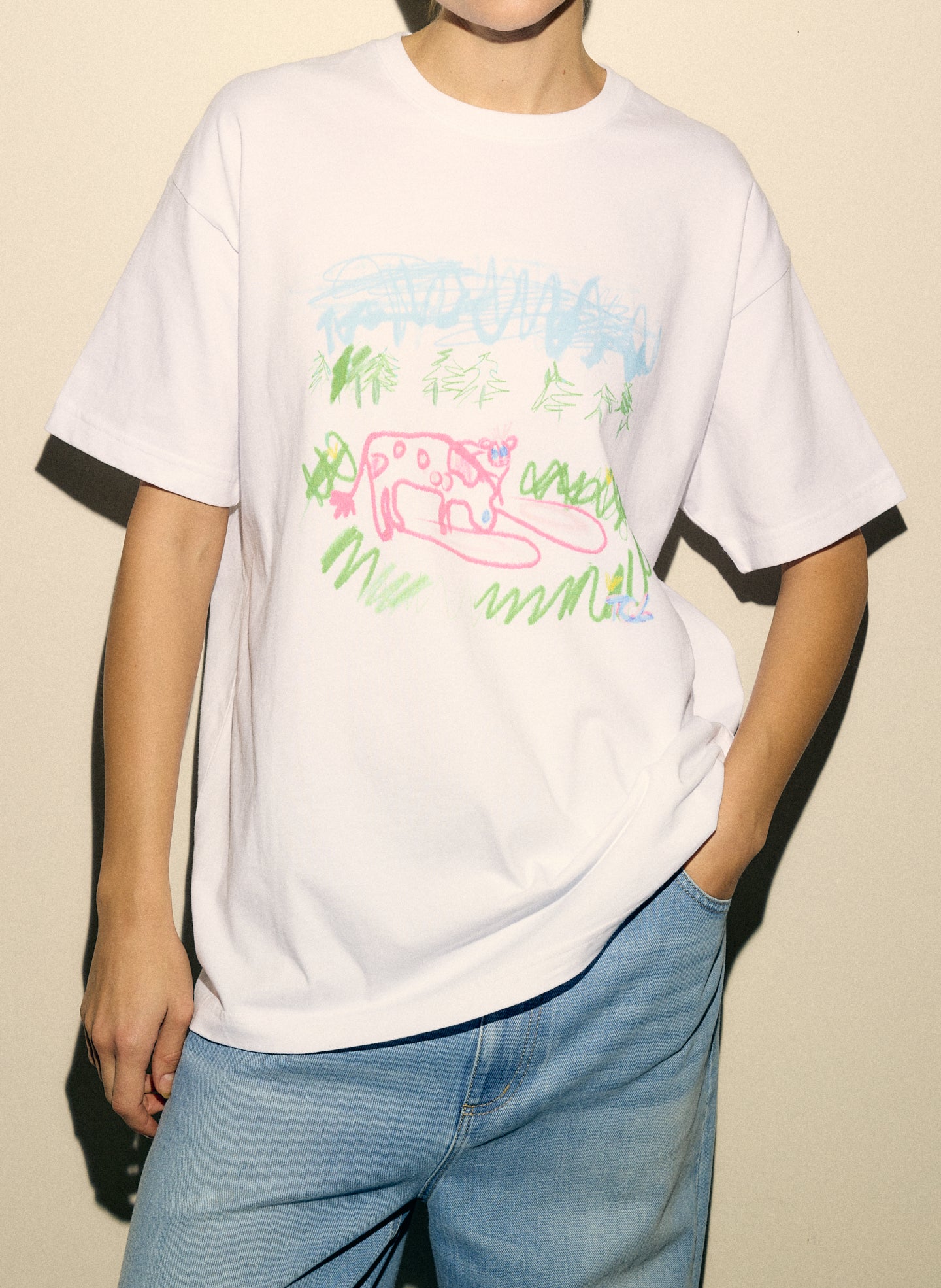 Tibi Creative Lab Moo Print T-Shirt - Tibi Creative Lab Moo Print T-Shirt