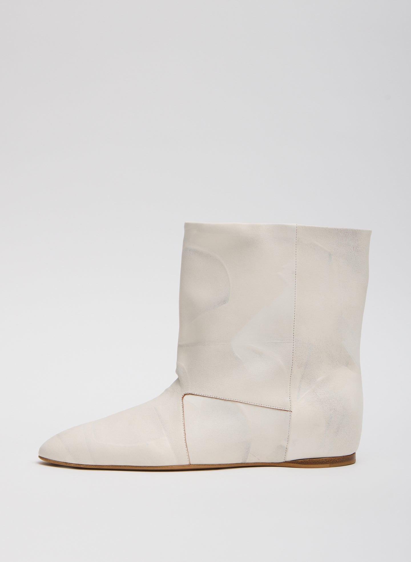 Black Bux Boot - slouchy short leather boot, side view