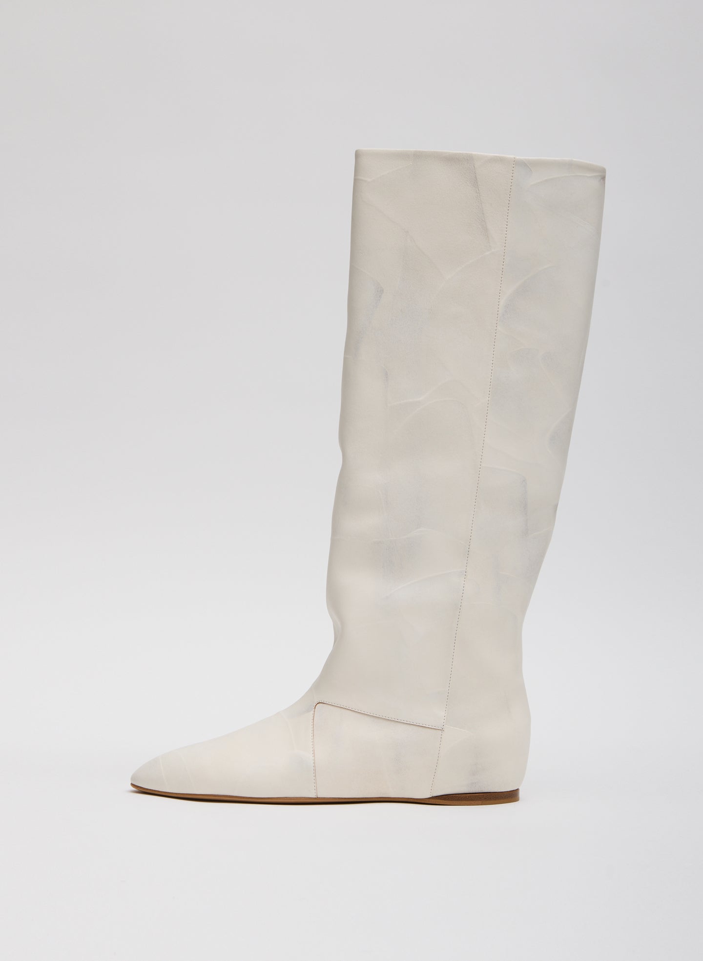 Jasper White Kuda Boot - slouchy, knee-high leather boot, side view