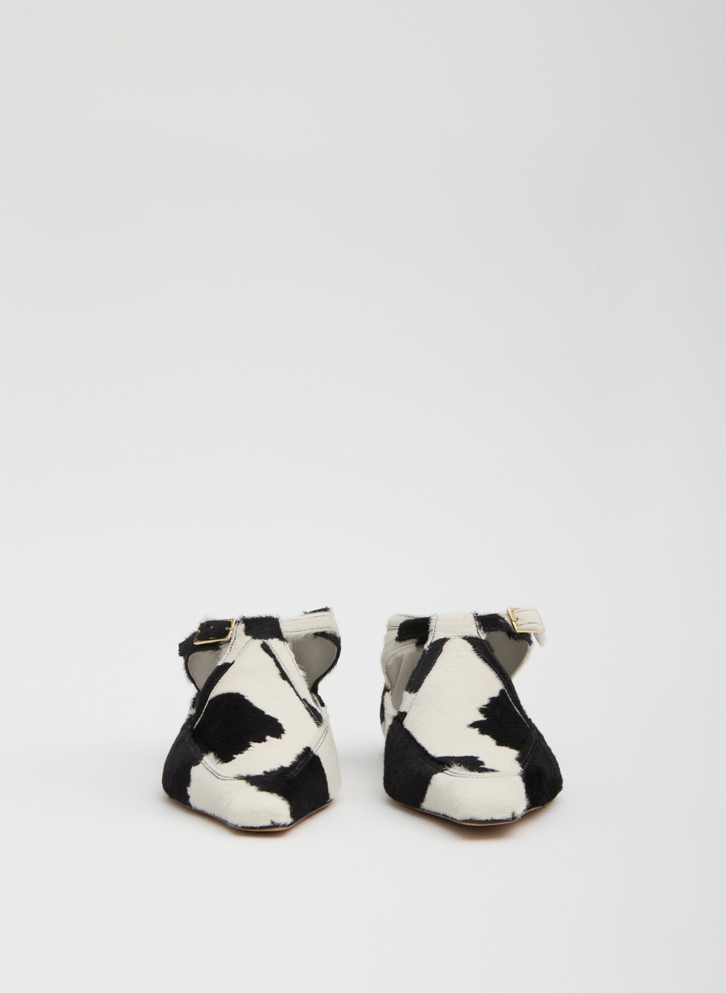Cow Print Somerset Flat - pointed toe, calf hair, front view