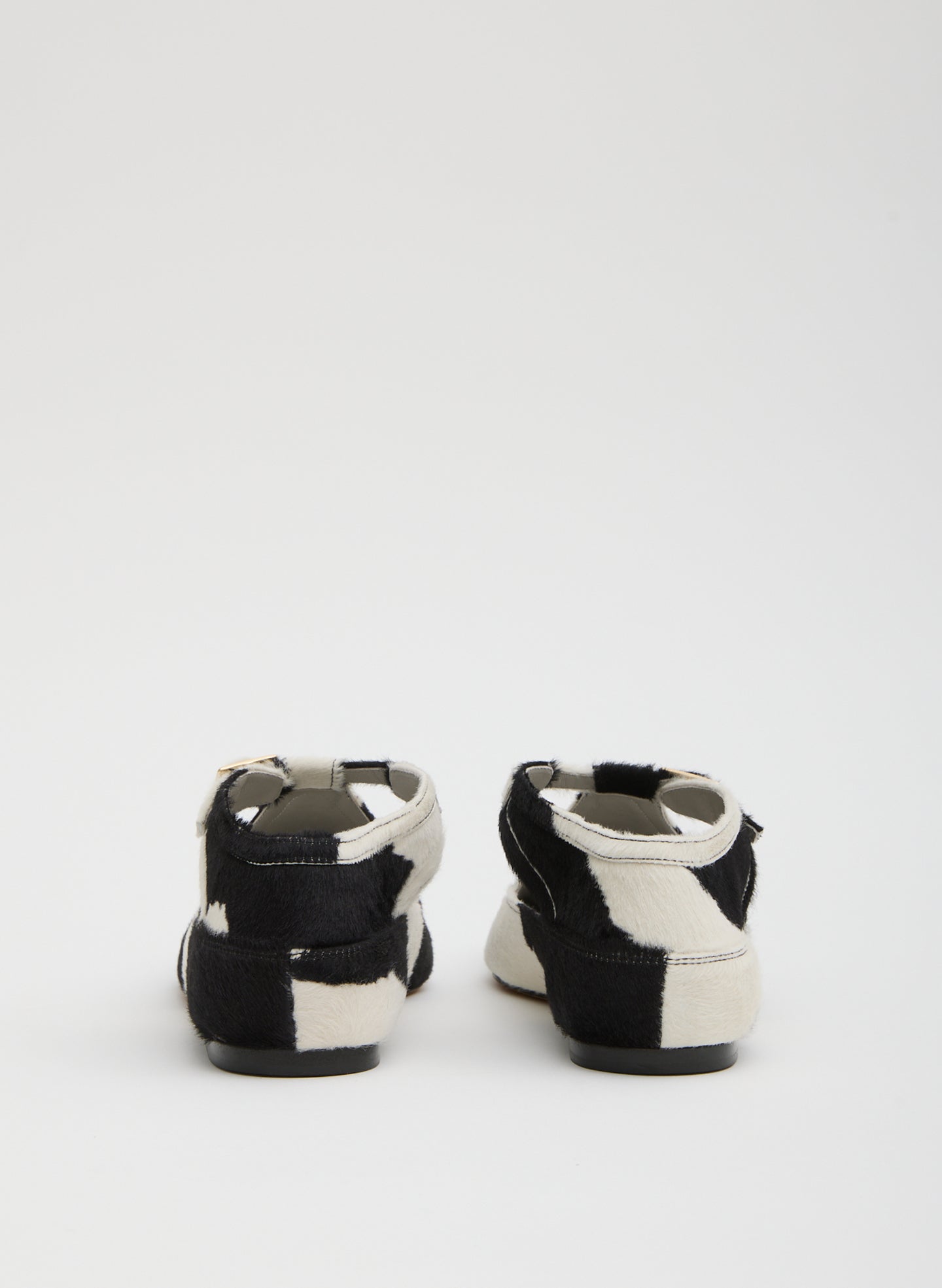 Cow Print Somerset Flat - pointed toe, calf hair, back view