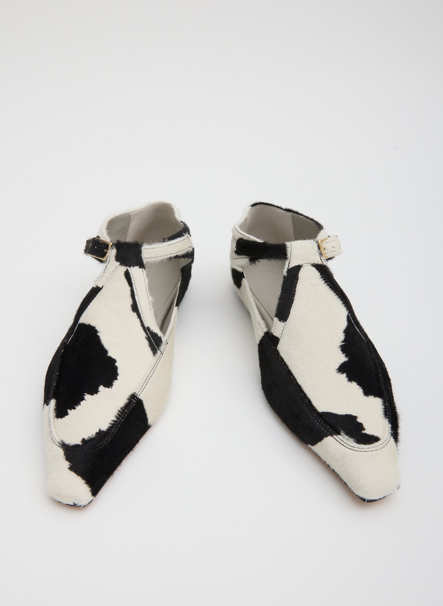 Cow Print Somerset Flat - pointed toe, calf hair, front view