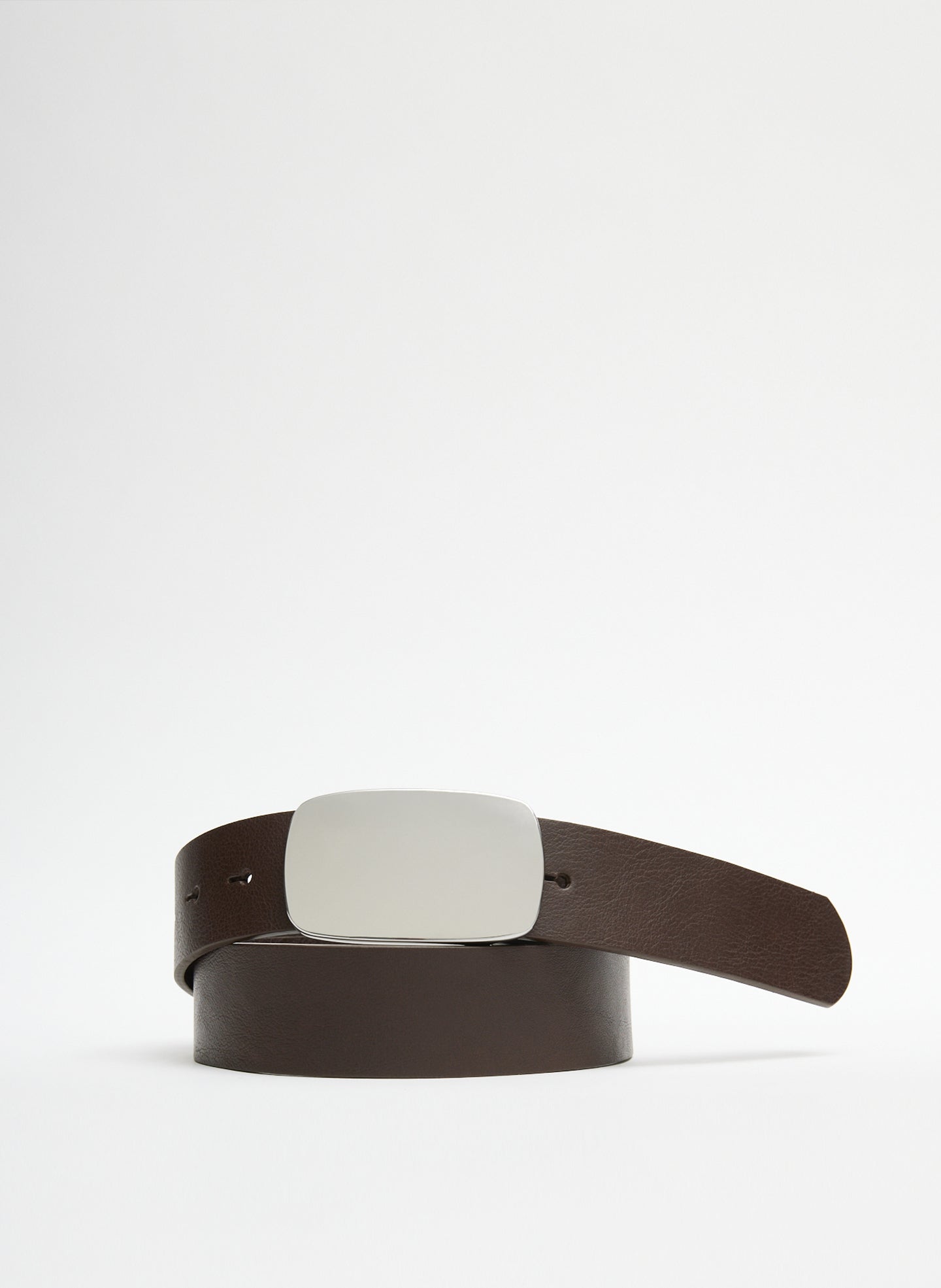 Hector Plaque Leather Belt - Dark Brown-1