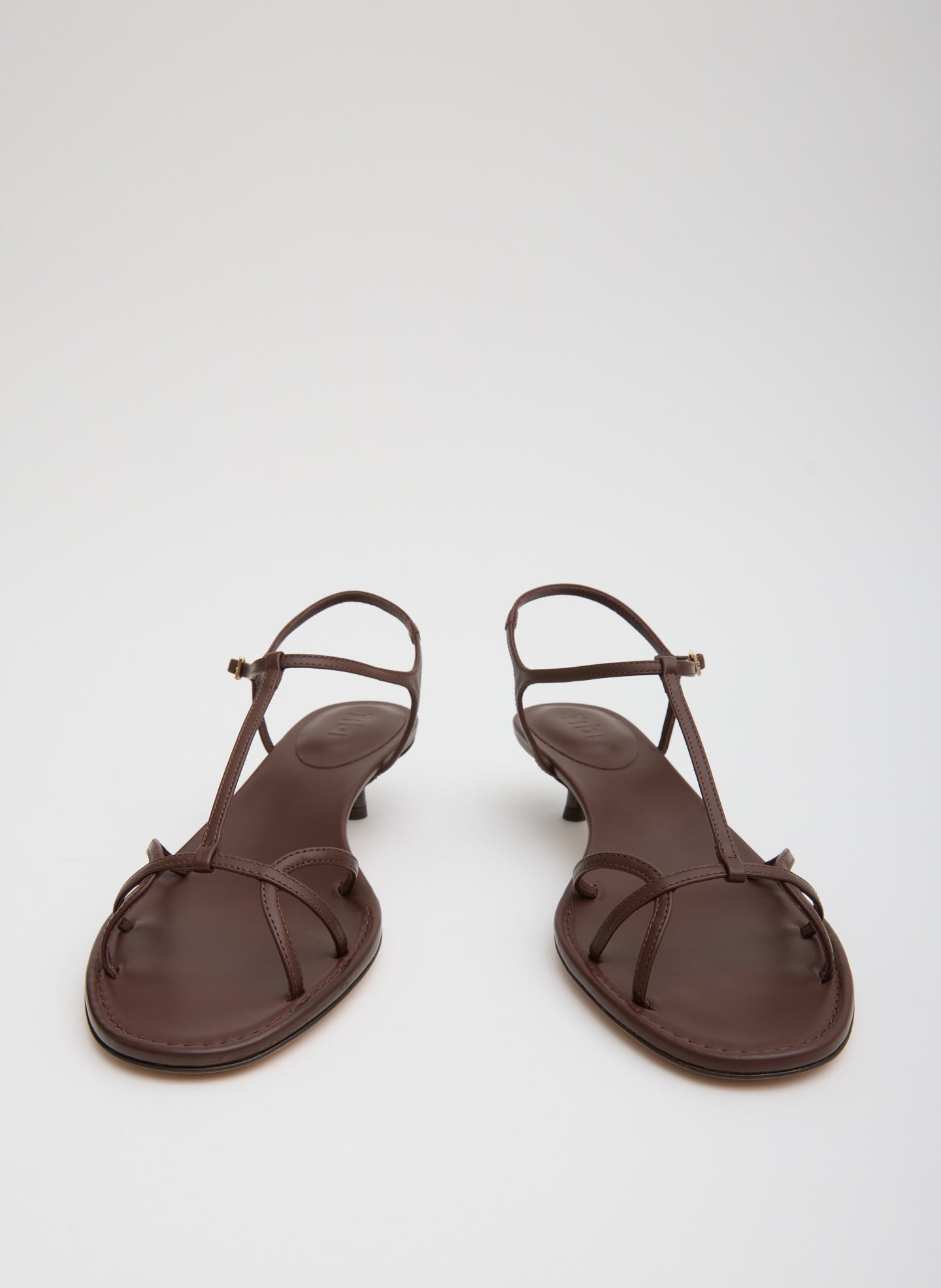 Brown Christopher Heel - heeled leather sandal, front view