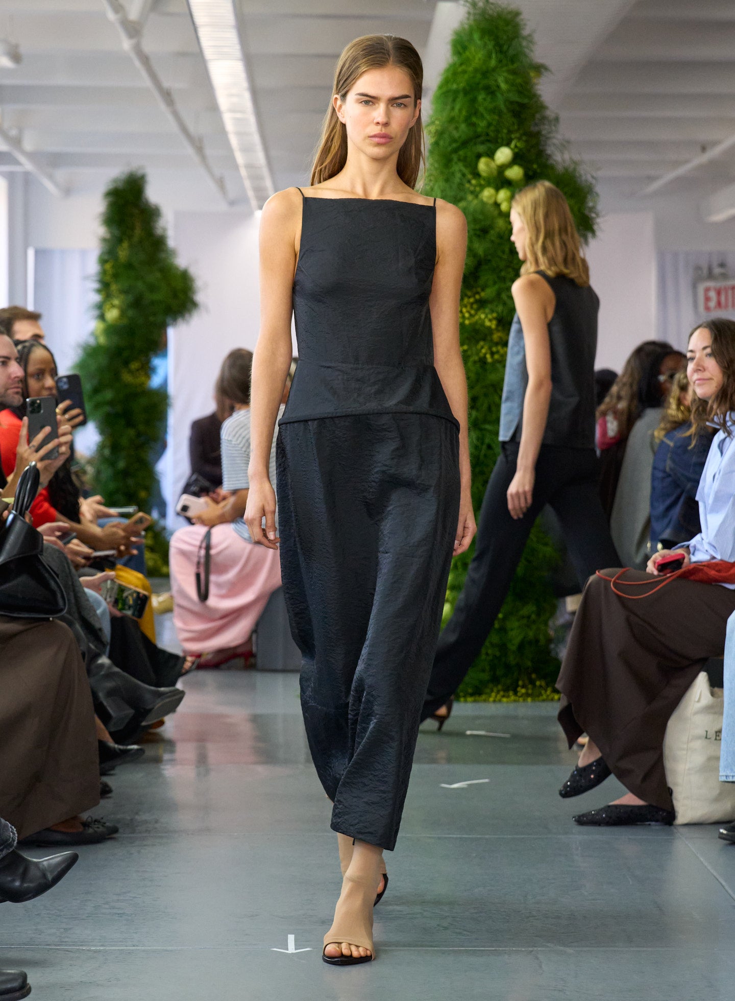 Black Chassis Hoop Strappy Dress - runway shot on model