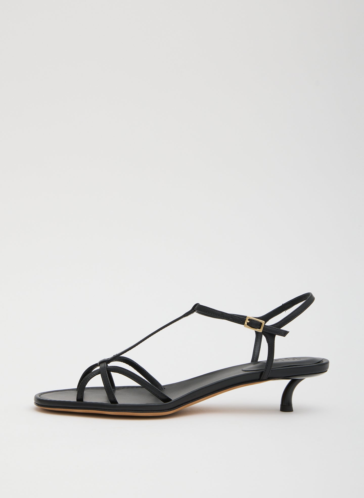 Black Christopher Heel - heeled leather sandal, side view