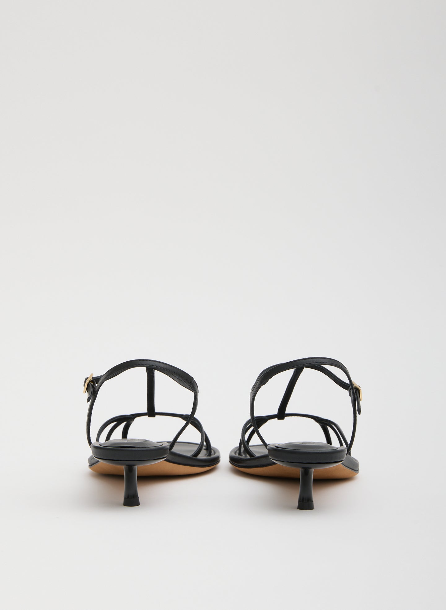 Black Christopher Heel - heeled leather sandal, back view
