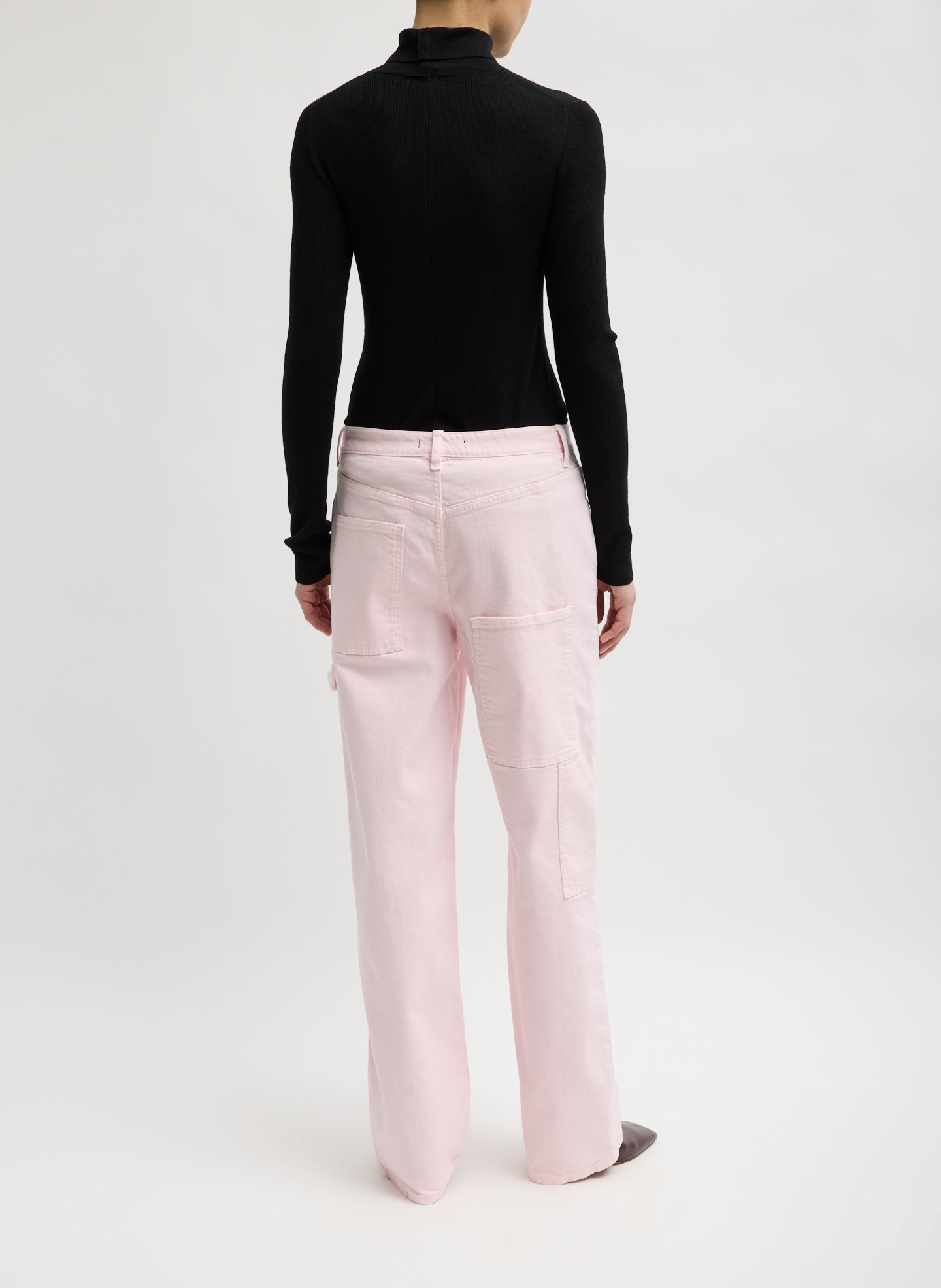 Light Pink Garment Wash Stretch Twill Slouchy Carpenter Jean -  back view on model