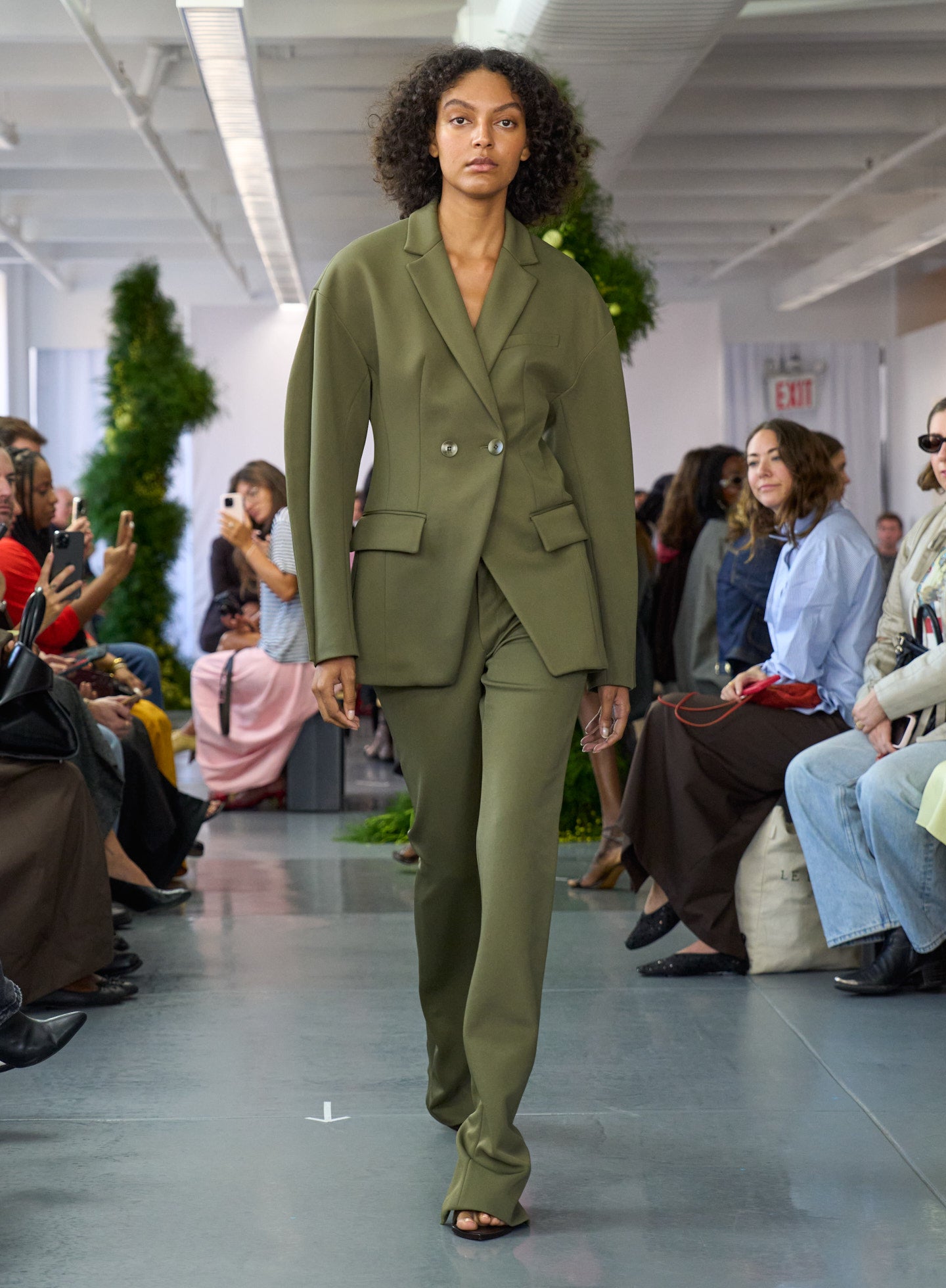 Nori Green Spring Bonded Twill Sculpted Blazer - on runway