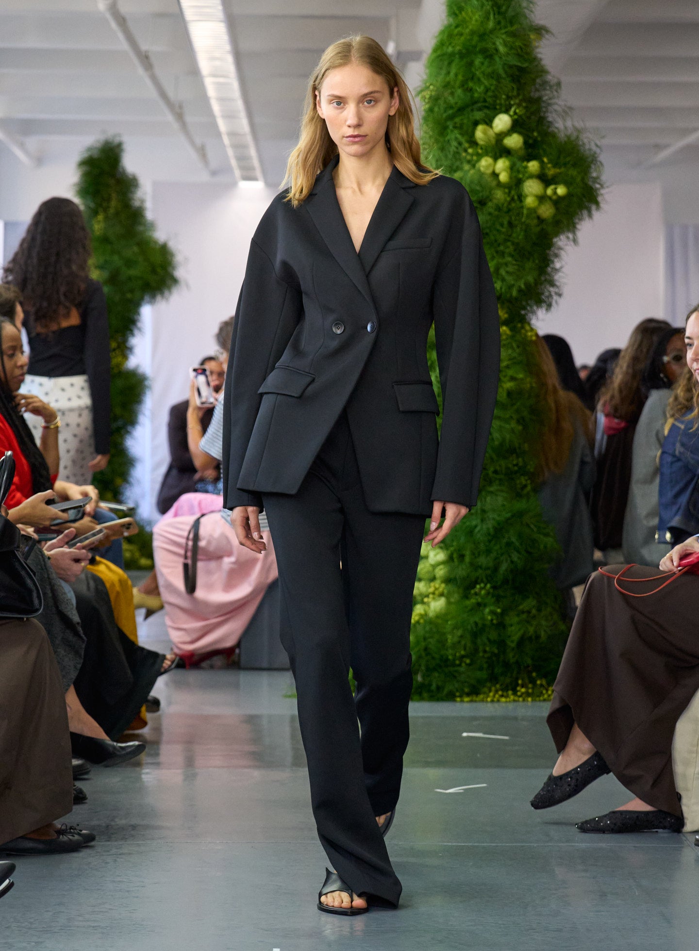 Black Spring Bonded Twill Sculpted Blazer - on runway