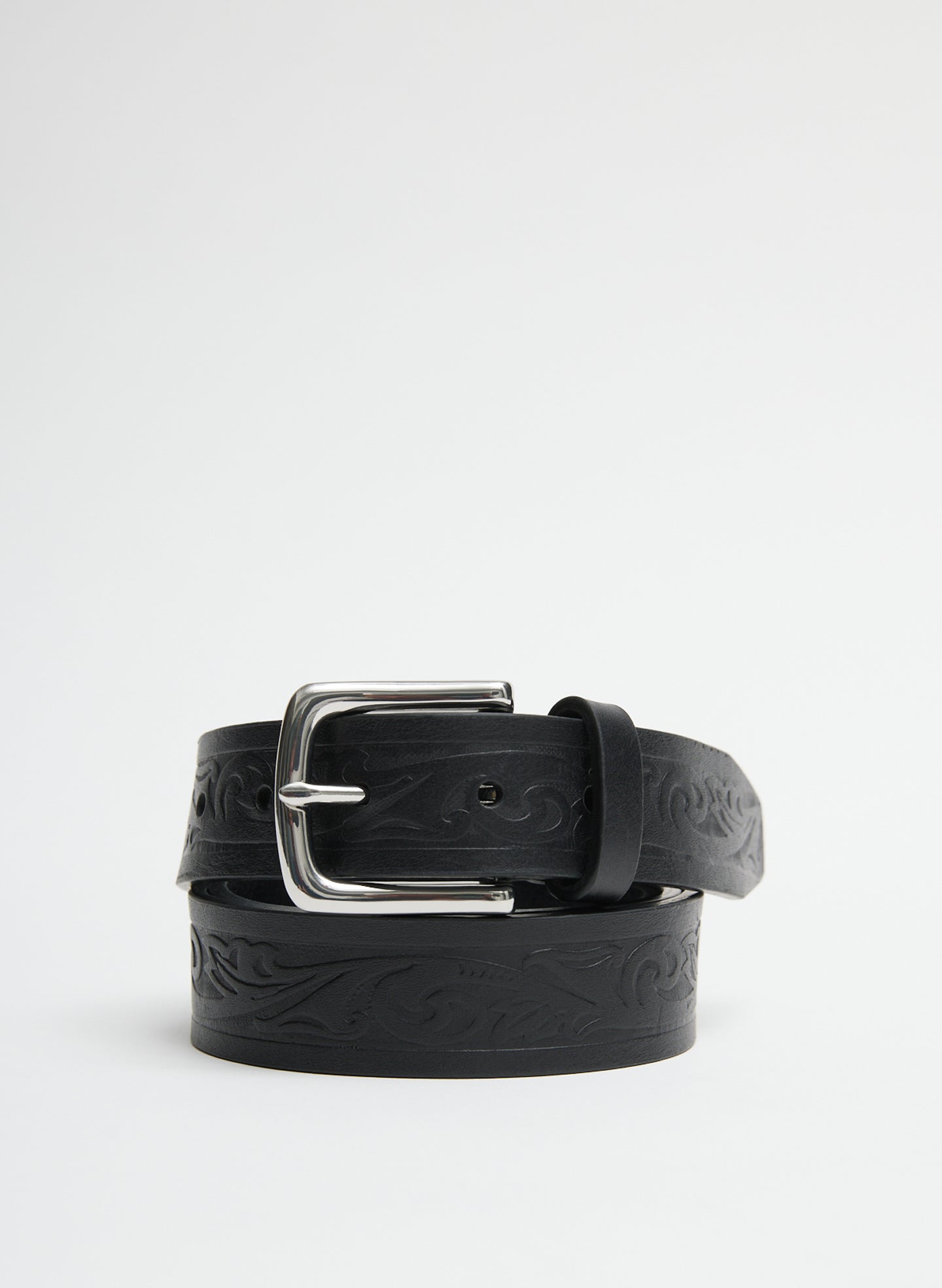 Classic Men's Tooled Leather Belt - Black-1