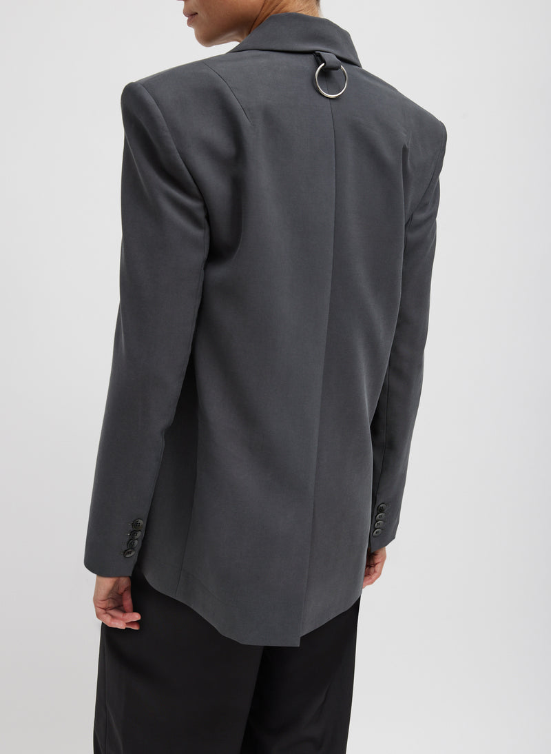 Fluid Suiting Double Breasted Blazer Steel Grey-3