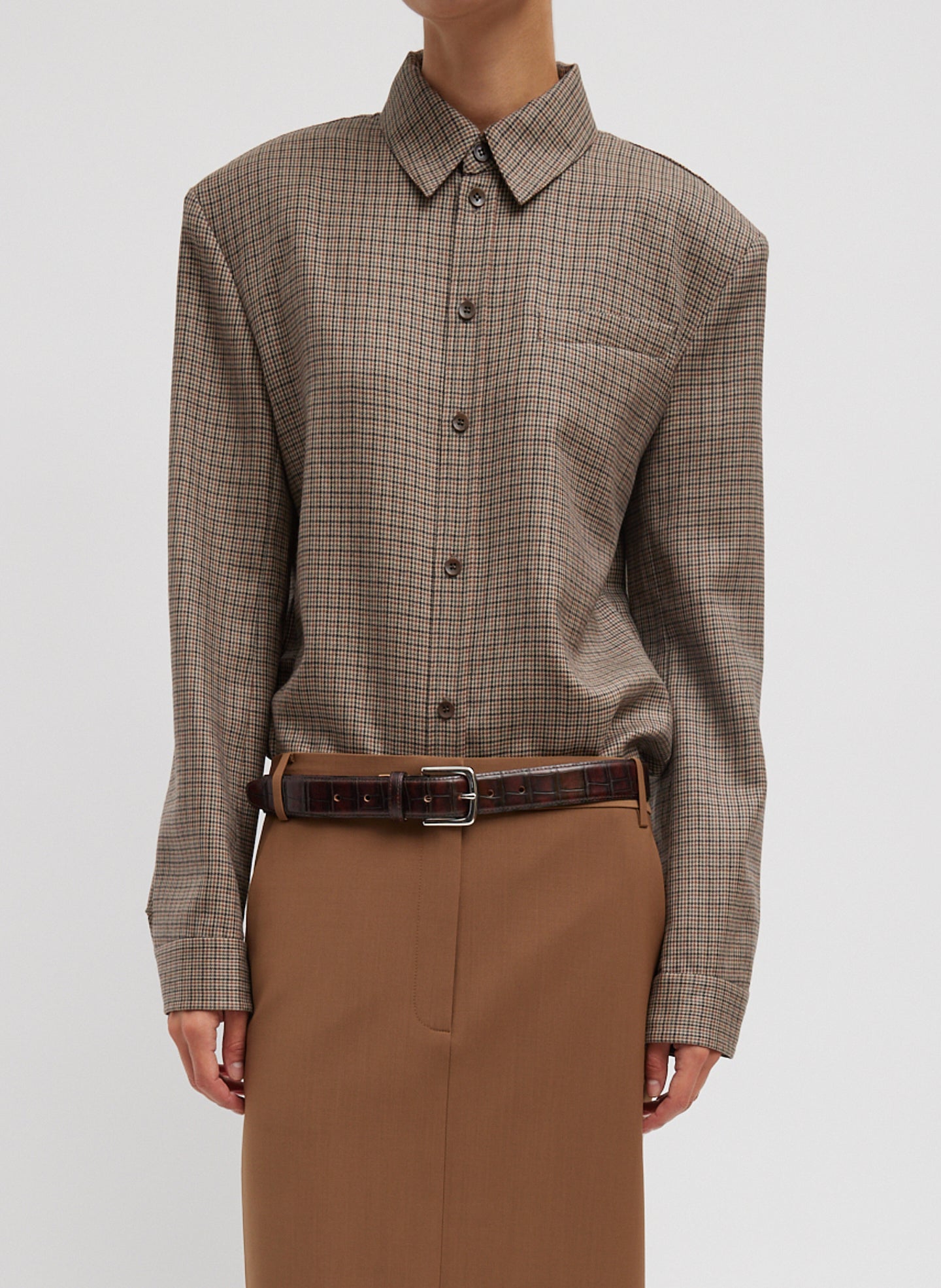 Thomas Menswear Check Detached Shirt - Tan Multi-1