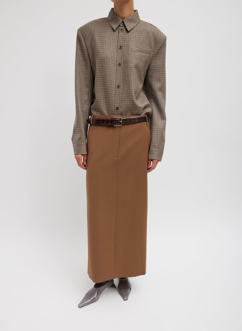 Tropical Wool Maxi Trouser Skirt Toffee-6