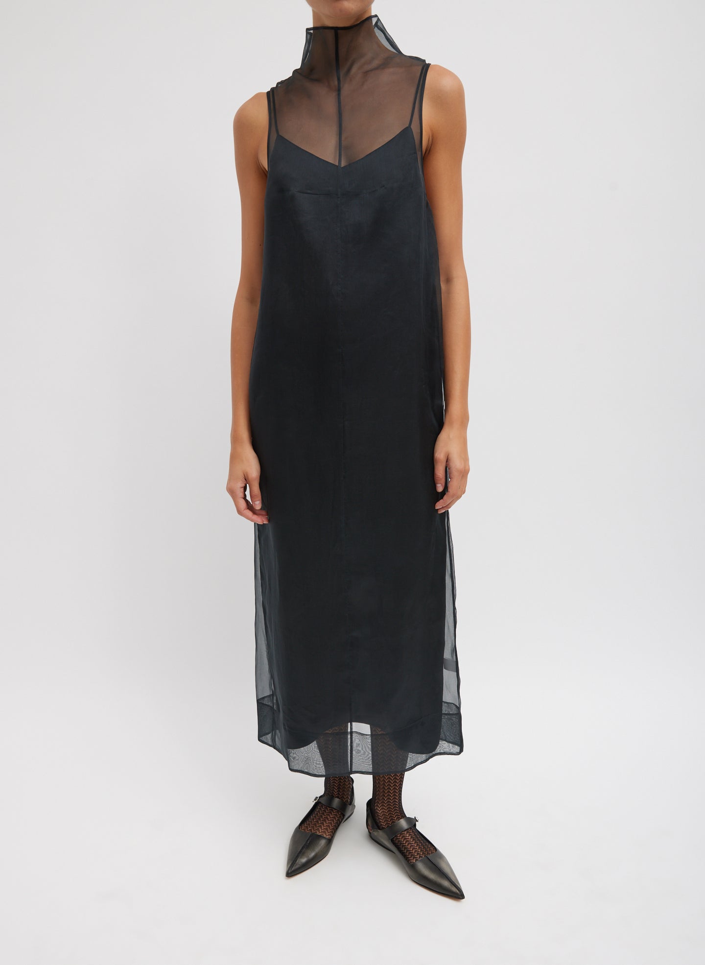 Tibi outlet Black V-Neck Stretch Dress